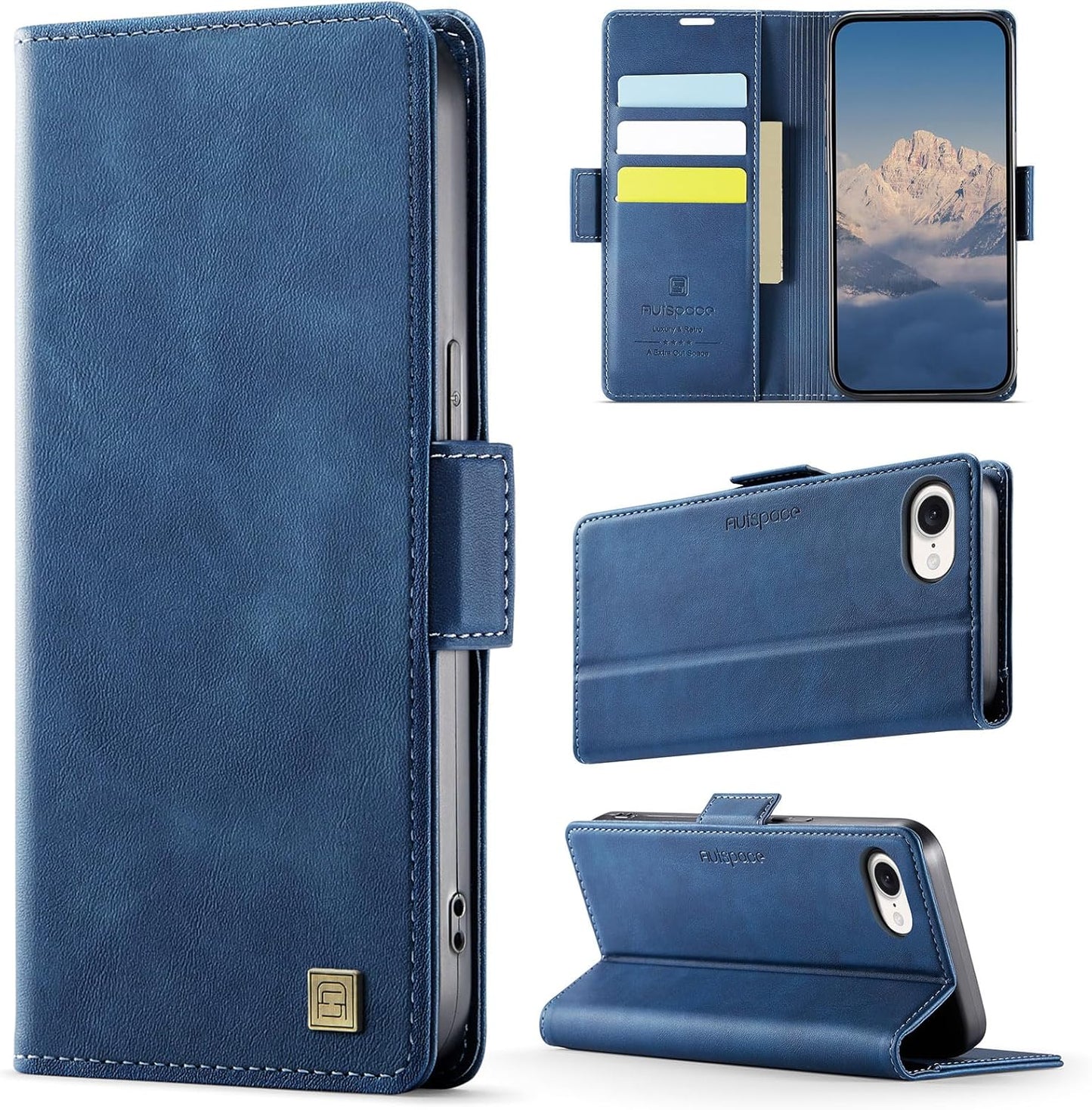 Soft leather wallet case for iPhone 16E, RFID (anti-theft), wallet card slot flip cover stand for iPhone 16E Support wireless charging Gray