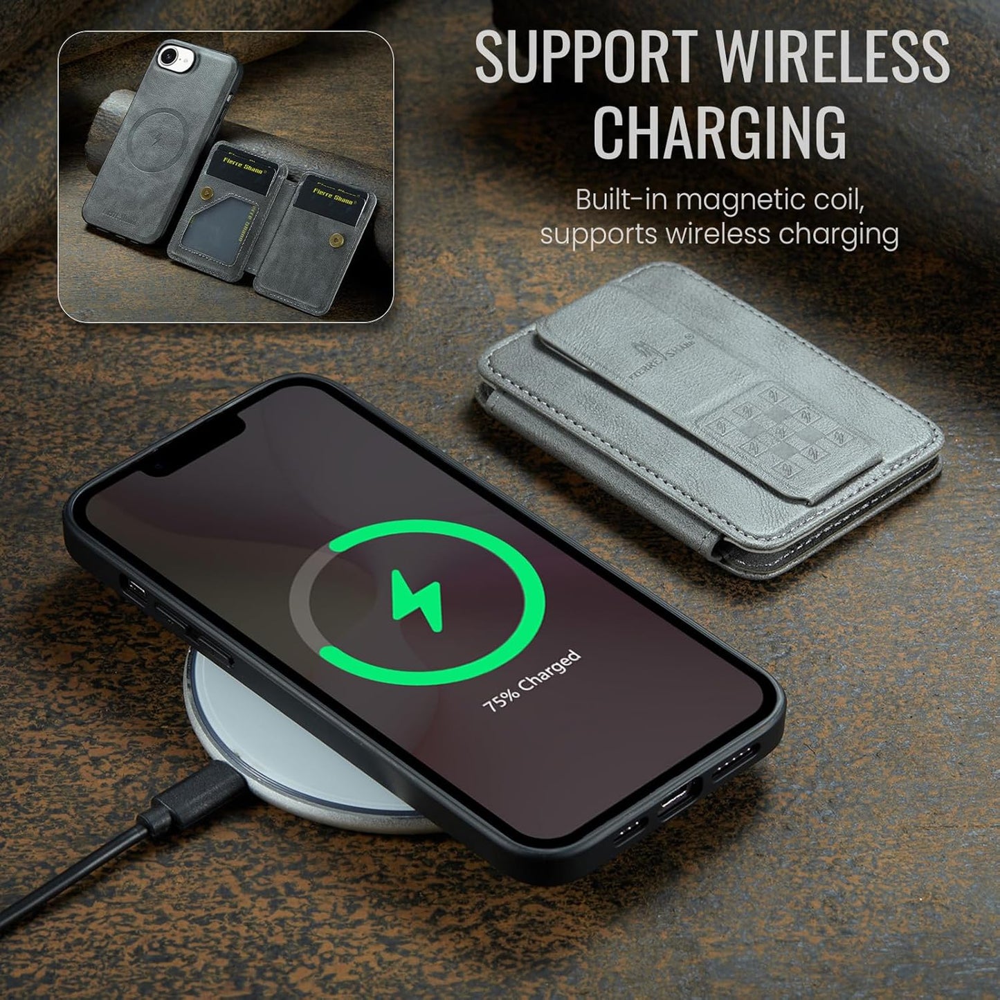 Magnetic Leather Phone Case for iPhone 16E, (RFID) Card Slot Wallet Flip Folding Stand, Wireless Charging Phone Case for iPhone 16E(RFID) Green