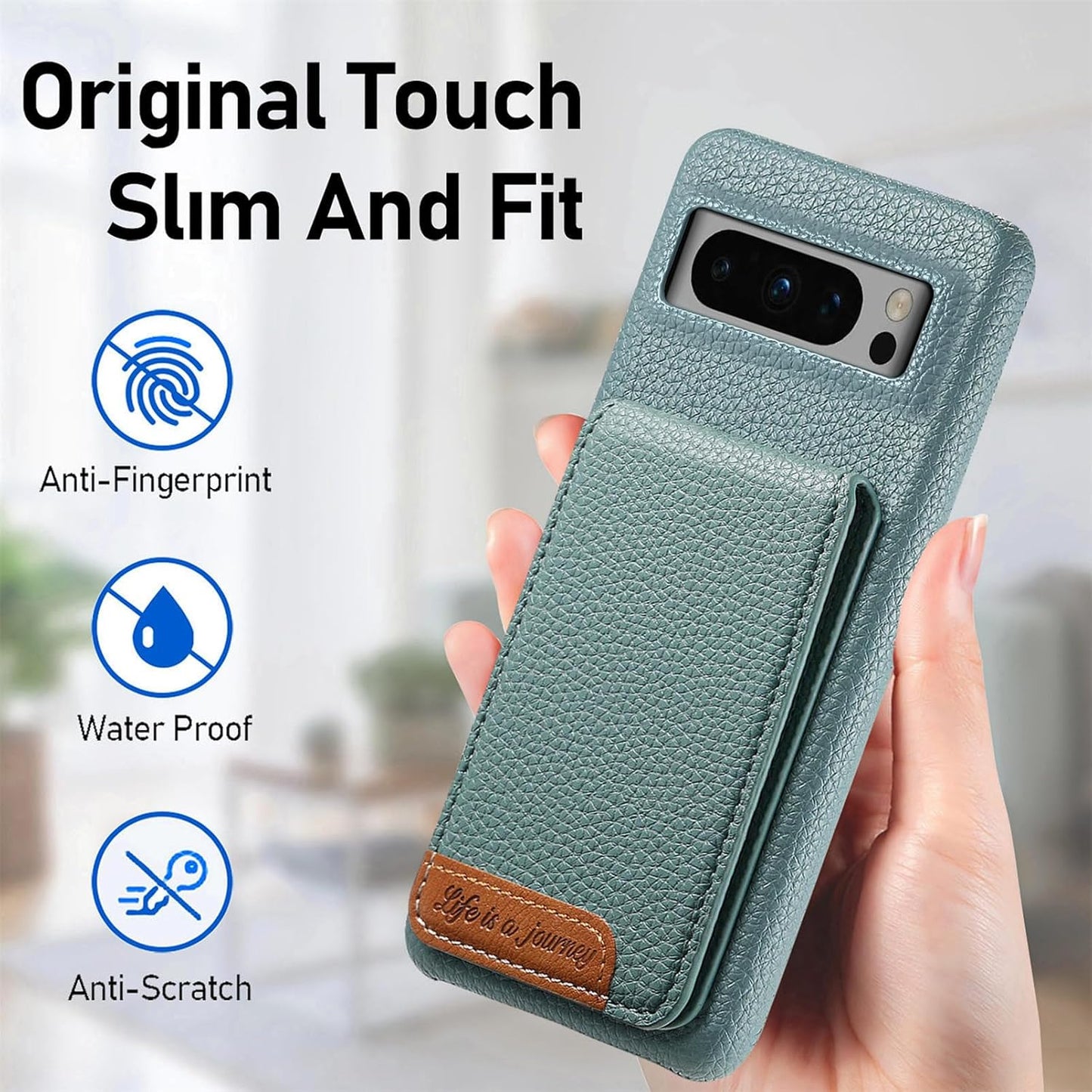 iTape 2 in 1 Wallet Phone Case for Google Pixel 8 Pro, Shockproof Ultra-thin Phone Case, RFID Anti-theft Wallet Blue