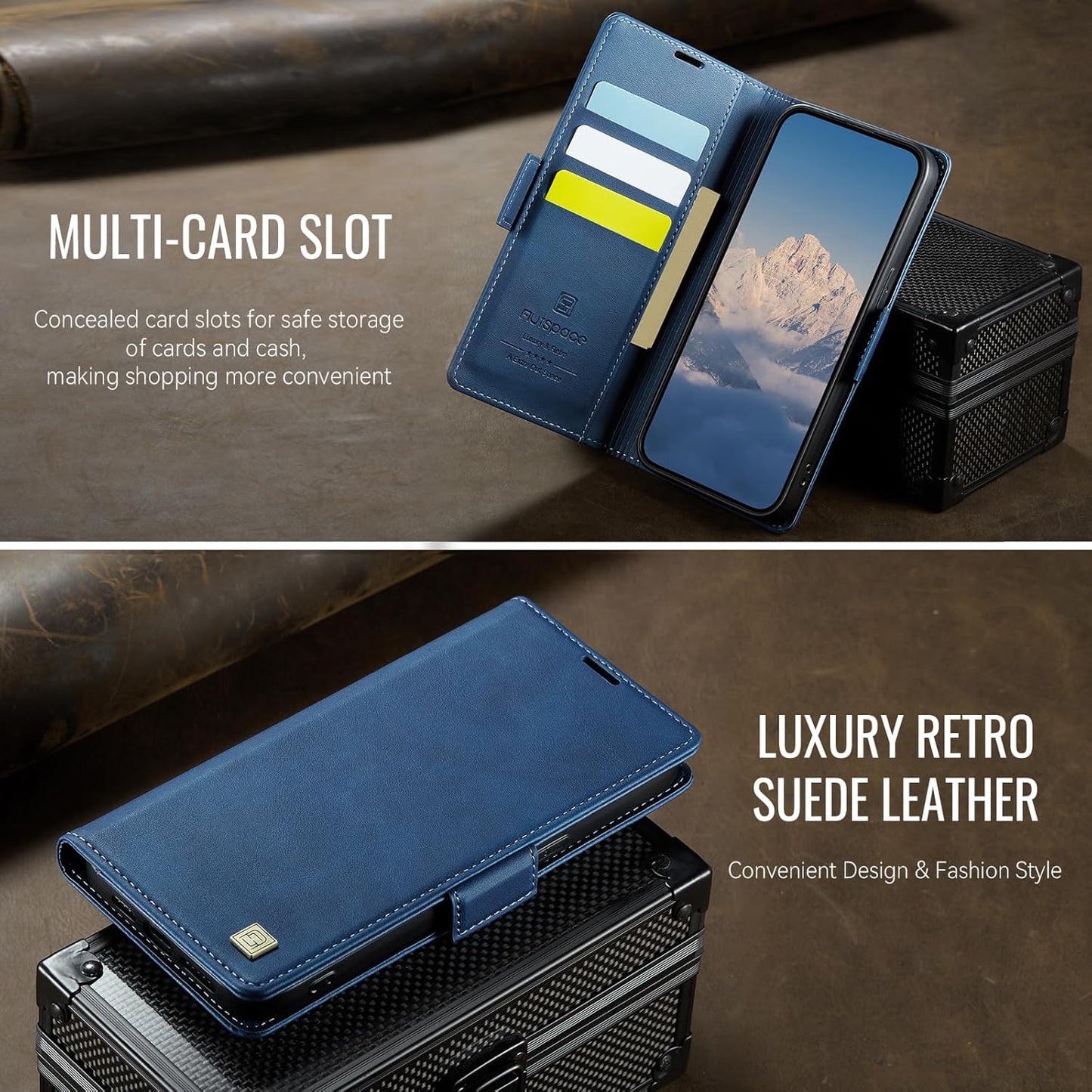 Soft leather wallet case for iPhone 16E, RFID (anti-theft), wallet card slot flip cover stand for iPhone 16E Support wireless charging Gray
