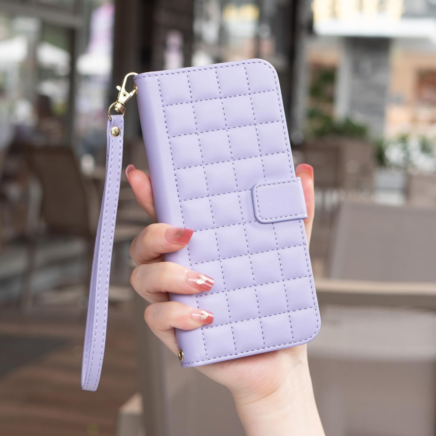 Plaid Wallet Phone Case for iPhone 16E, Wallet Phone Case, Flip Stand, Credit Card Slot Wallet With wrist strap Green