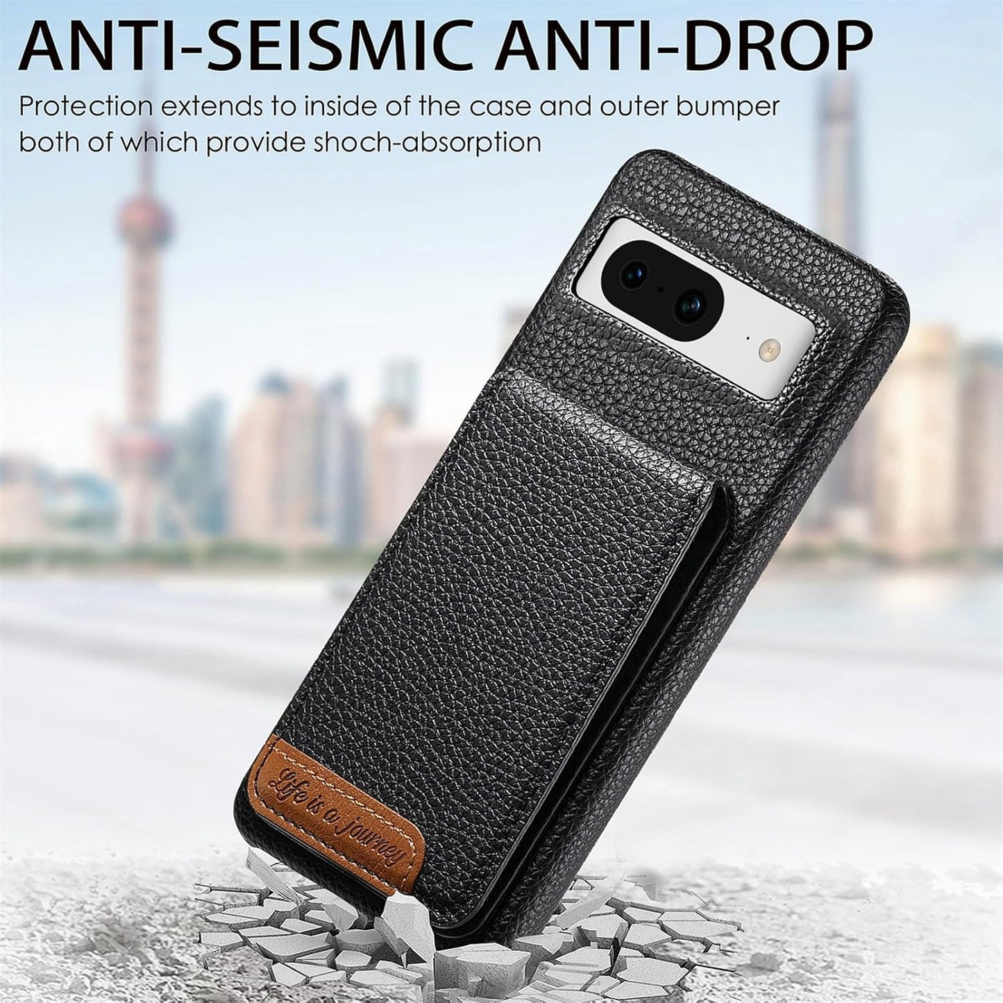 iTape 2 in 1 Wallet Phone Case for Google Pixel 8, Shockproof Ultra-thin Phone Case, RFID Anti-theft Wallet Blue