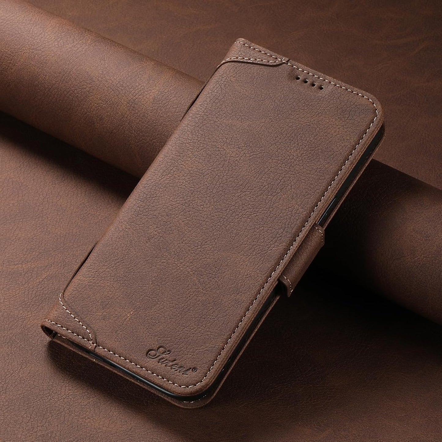 Wallet Case for iPhone 13 Pro Magsafe Charger Compatible, Magnetic Buckle Leather Case, Card Slot Stand Shock Cover Black