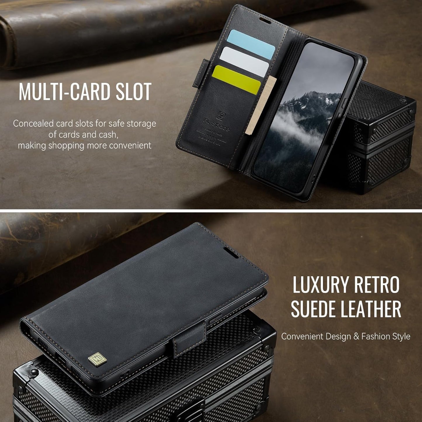 iTape Soft leather wallet case for Google Pixel 8 Pro, RFID (anti-theft), wallet card slot flip cover stand for Google Pixel 8 Pro Support wireless charging Brown