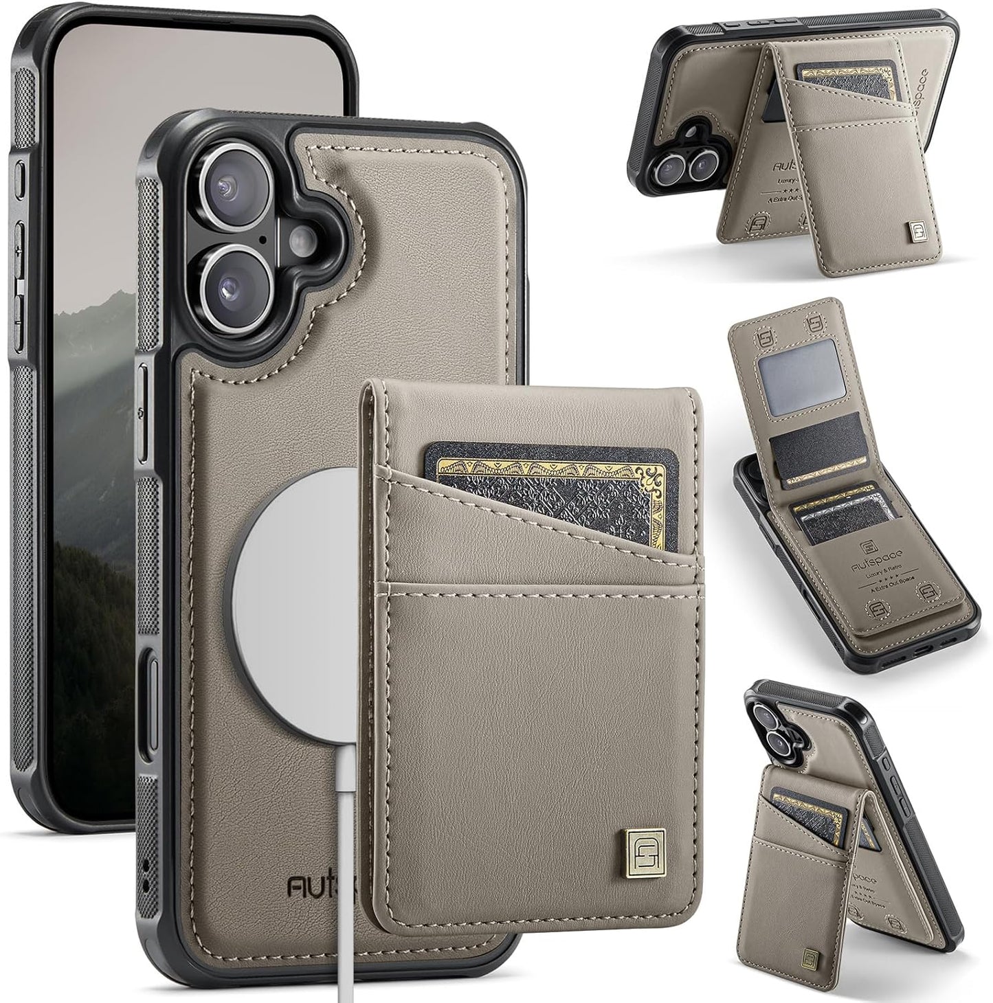 Up and down card holder mobile phone case suitable for iPhone 16, RFID (anti-theft), supports car magnetic suction function, card slot wallet holder Blue