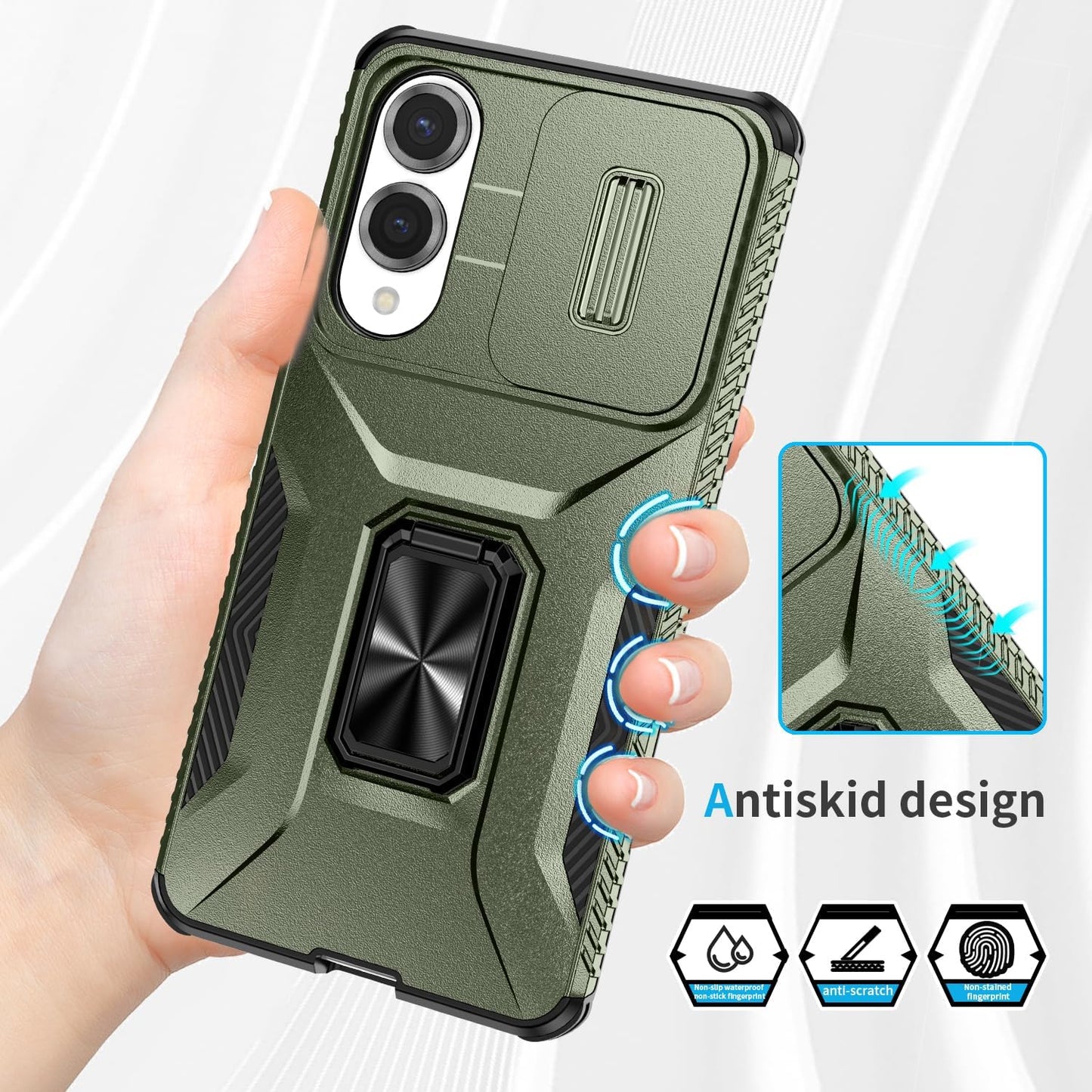 Magnetic car mount 2 in 1 phone case for Samsung Galaxy S25 Edge, double layer shockproof and drop-proof protective case. 360° rotating bracket finger ring buckle push window lens protection