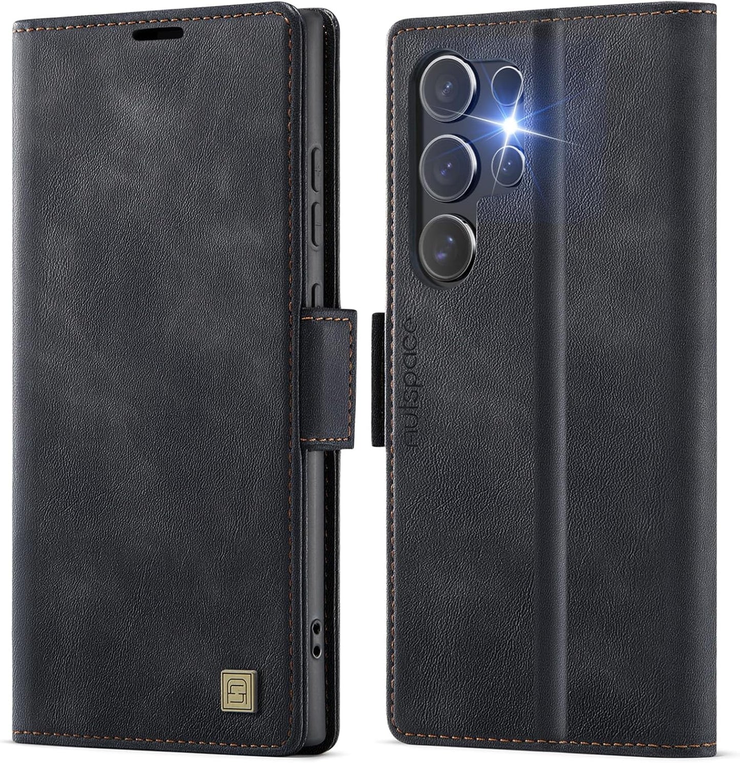 iTape Soft leather wallet case for Samsung Galaxy S24 Ultra, RFID (anti-theft), wallet card slot flip cover stand for Samsung Galaxy S24 Ultra Support wireless charging Brown