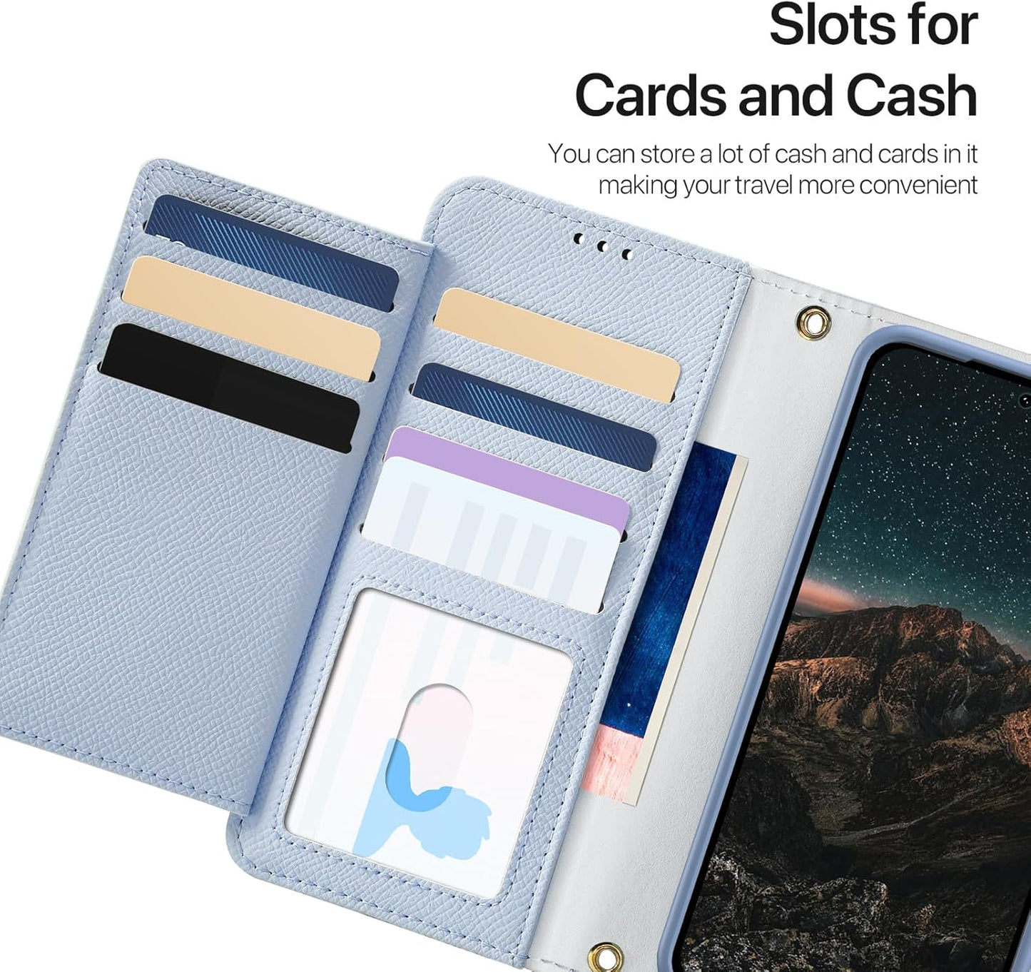 iTape Two-in-one magnetic mobile phone case for Samsung Galaxy S25 Edge, wallet-style mobile phone case with silicone shockproof protective shell supports wireless charging Light Blue