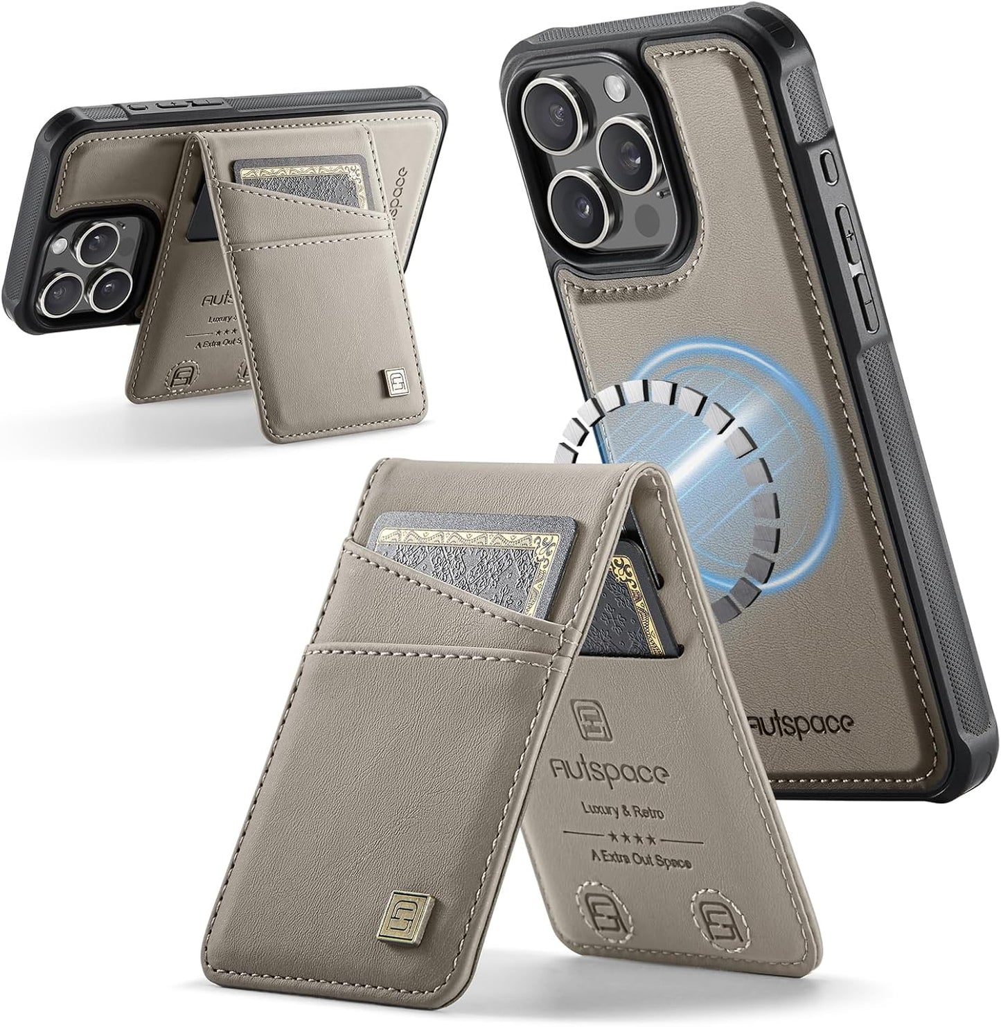 Up and down card holder mobile phone case suitable for iPhone 13 Pro max, RFID (anti-theft), supports car magnetic suction function, card slot wallet holder Blue