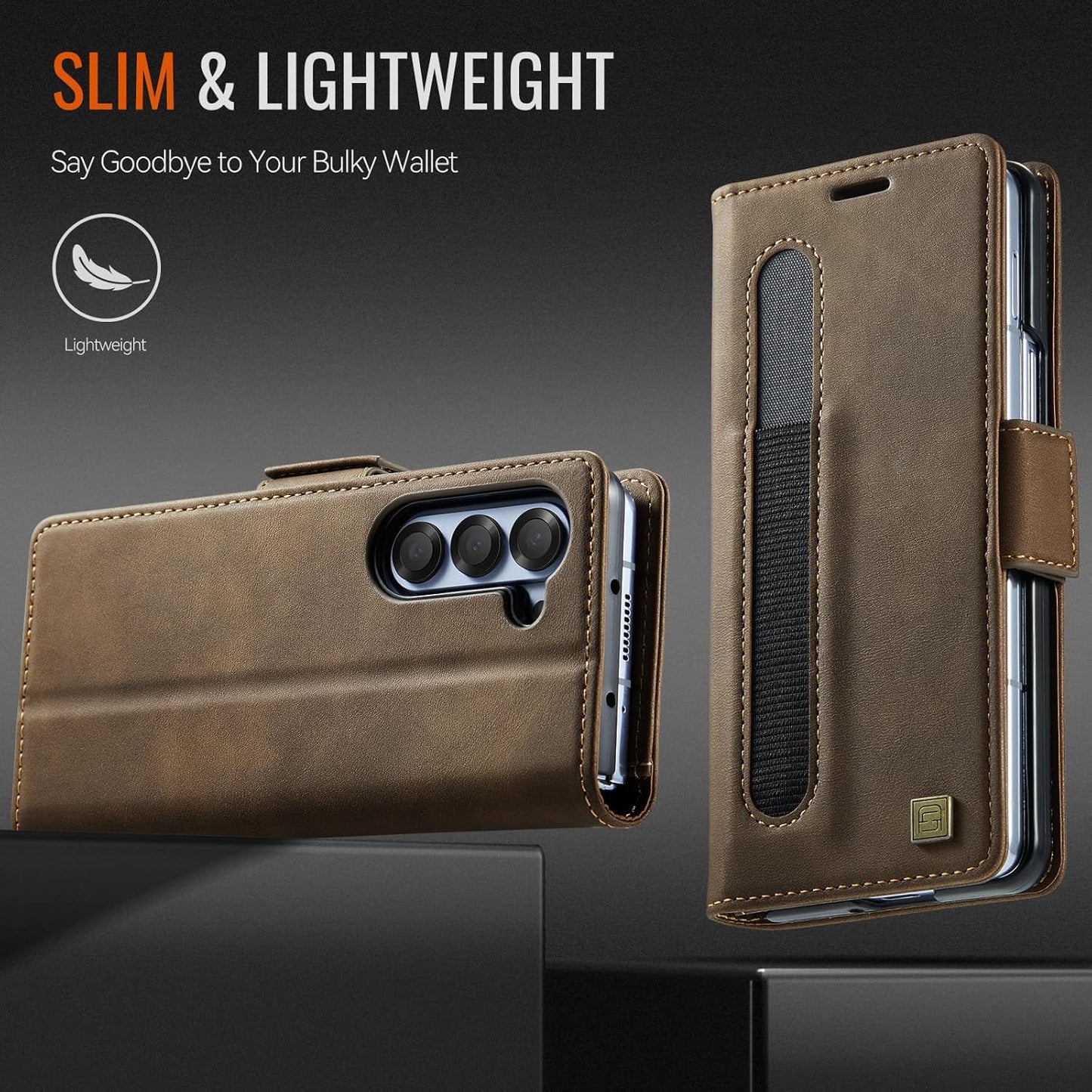 iTape Soft leather wallet case for Samsung Z Fold6, RFID (anti-theft), wallet card slot flip cover stand for Samsung Z Fold6 Support wireless charging Rose Gold