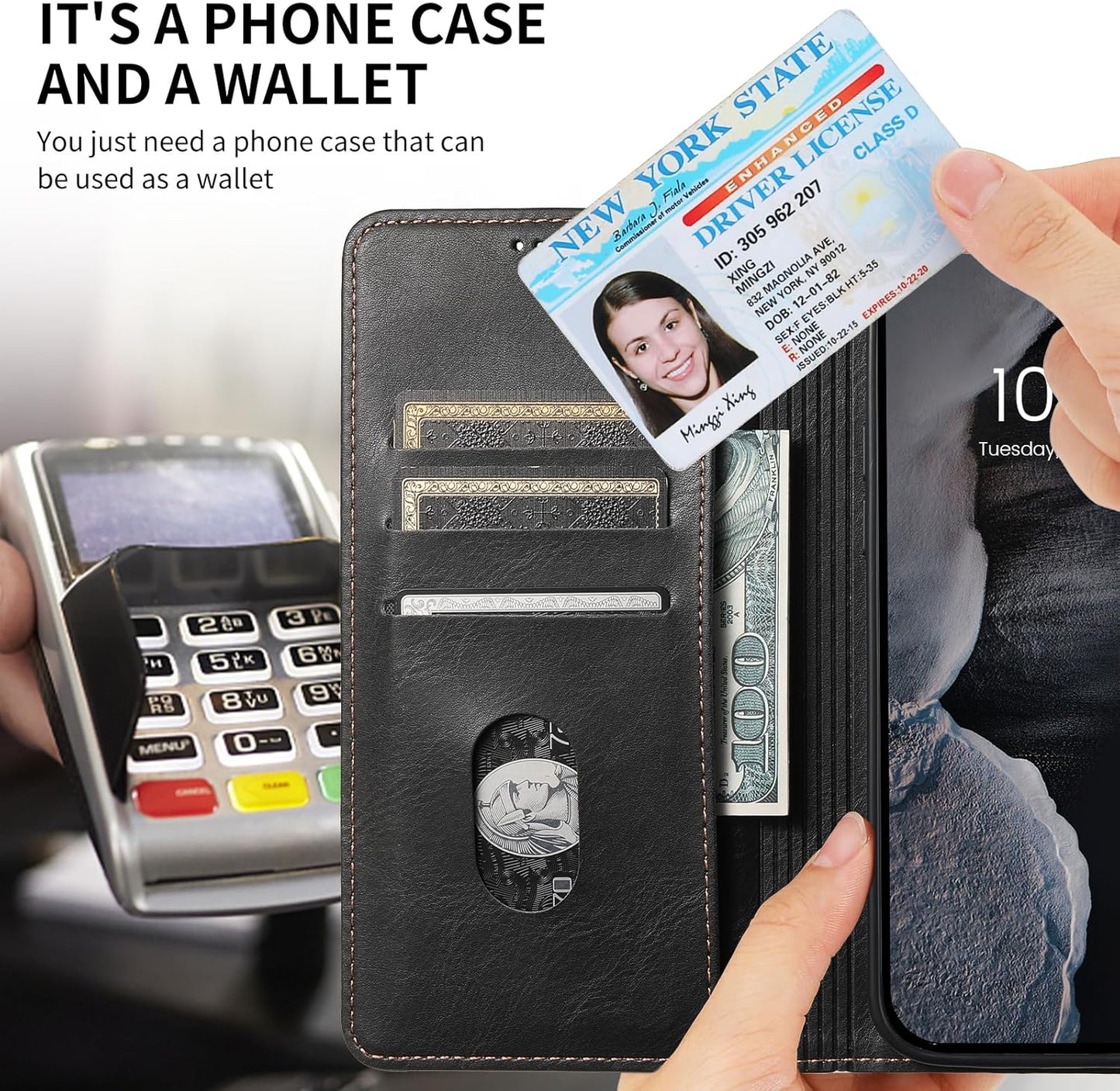 Wallet case for iPhone 13 Pro max, magnetic closure leather case, leather flip folio case holds up shockproof phone case Blue