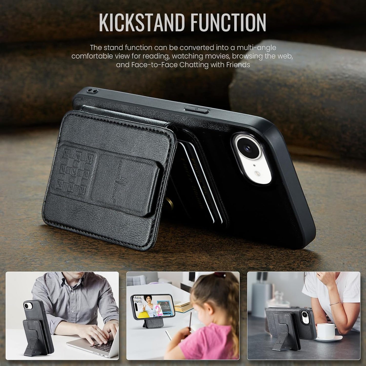Magnetic Leather Phone Case for iPhone 16E, (RFID) Card Slot Wallet Flip Folding Stand, Wireless Charging Phone Case for iPhone 16E(RFID) Green