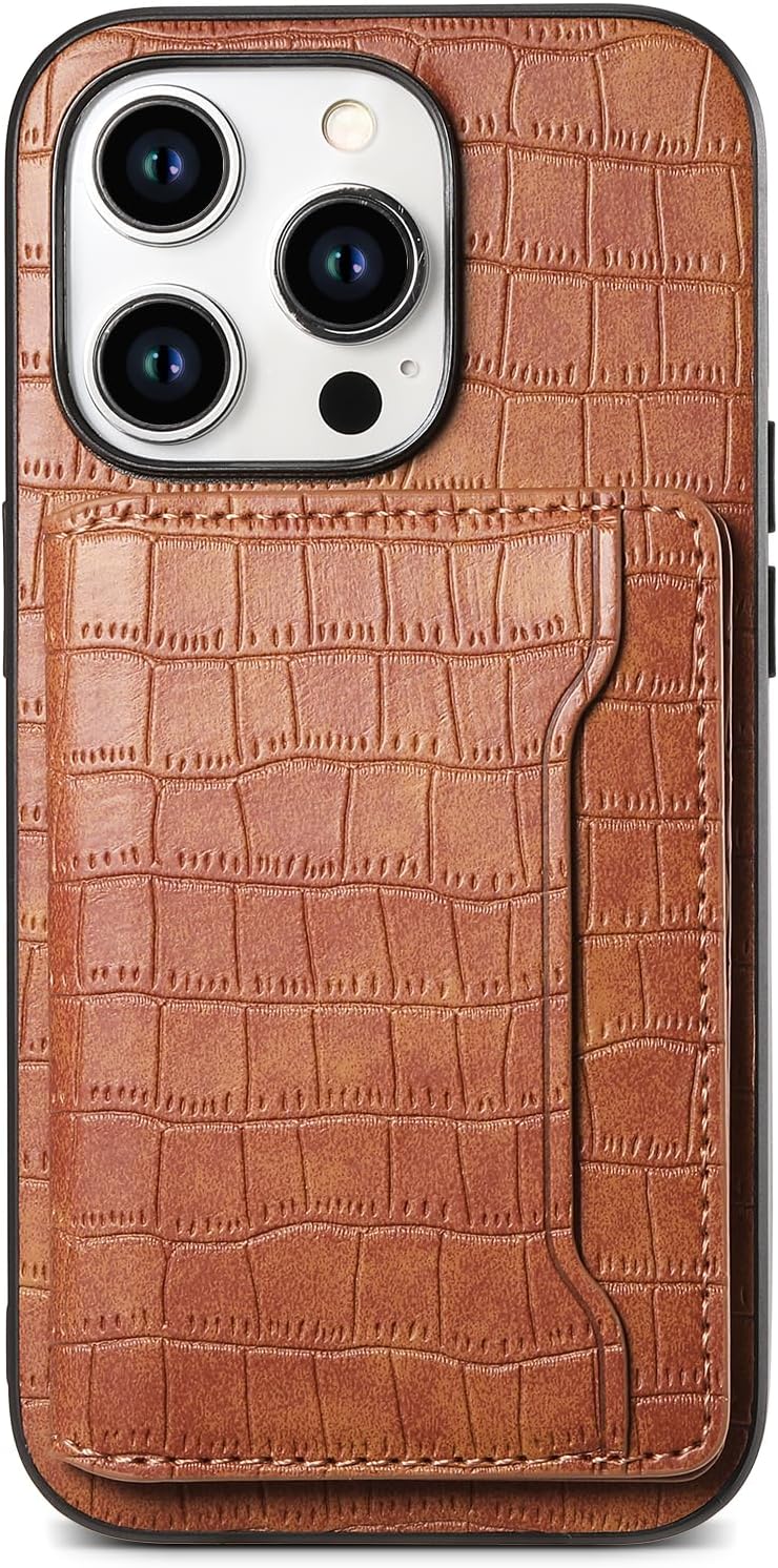 Crocodile pattern phone case suitable for iPhone 15 Pro max, magnetic card holder holder card slot phone case, Green