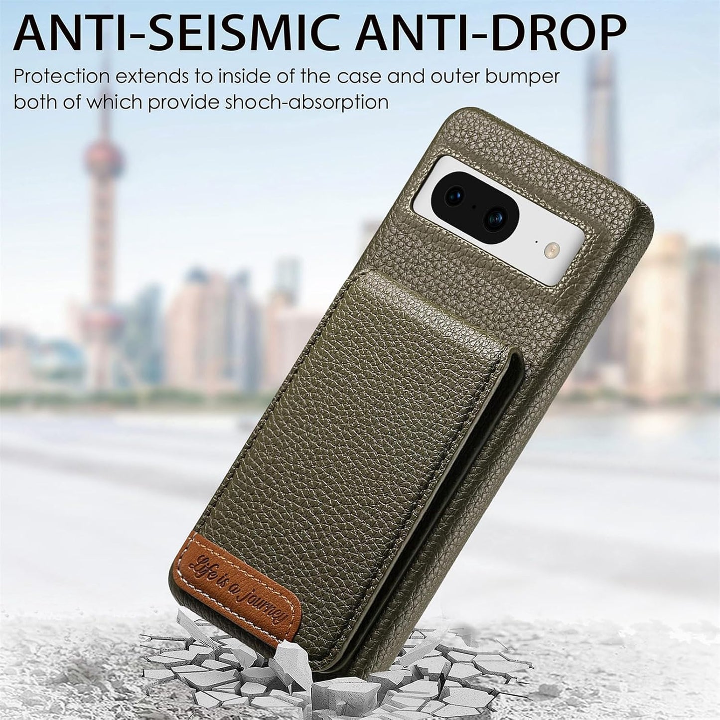 iTape 2 in 1 Wallet Phone Case for Google Pixel 8, Shockproof Ultra-thin Phone Case, RFID Anti-theft Wallet Blue