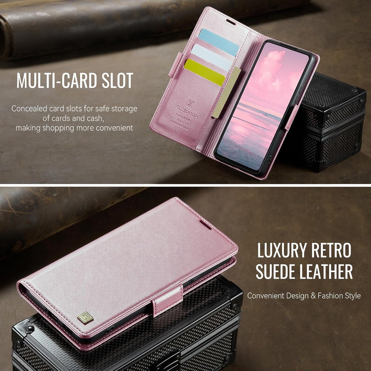 iTape Soft leather wallet case for Samsung Galaxy A35, RFID (anti-theft), wallet card slot flip cover stand for Samsung Galaxy A35 Support wireless charging Black