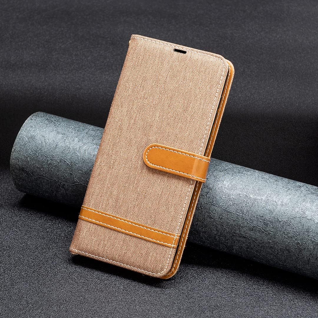 Colorblock Denim Wallet Phone Case for iPhone 16E, Wallet Phone Case Flip Stand, Credit Card Slot Wallet Wrist strap Green