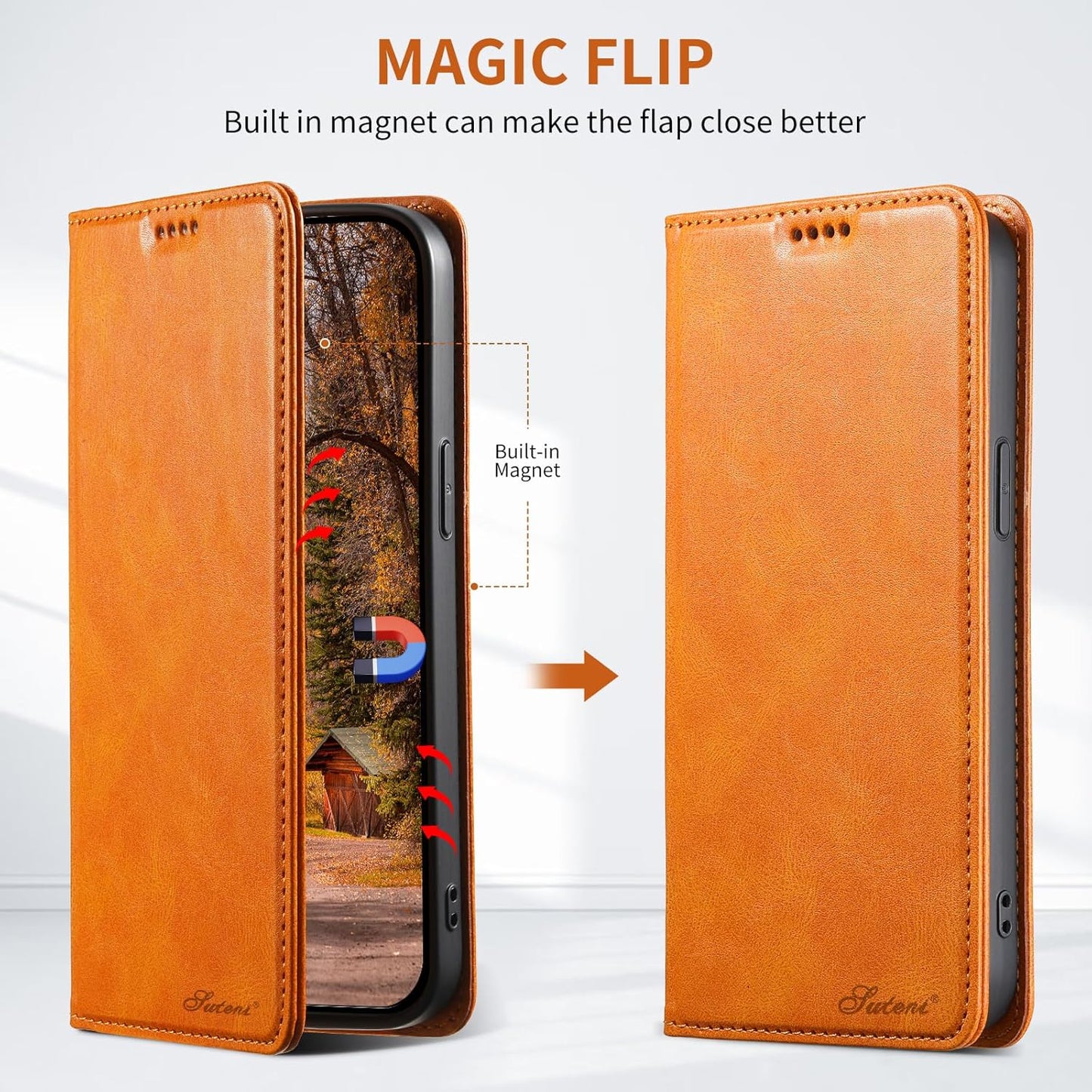 Wallet case for iPhone 13 Pro max, magnetic closure leather case, leather flip folio case holds up shockproof phone case Blue
