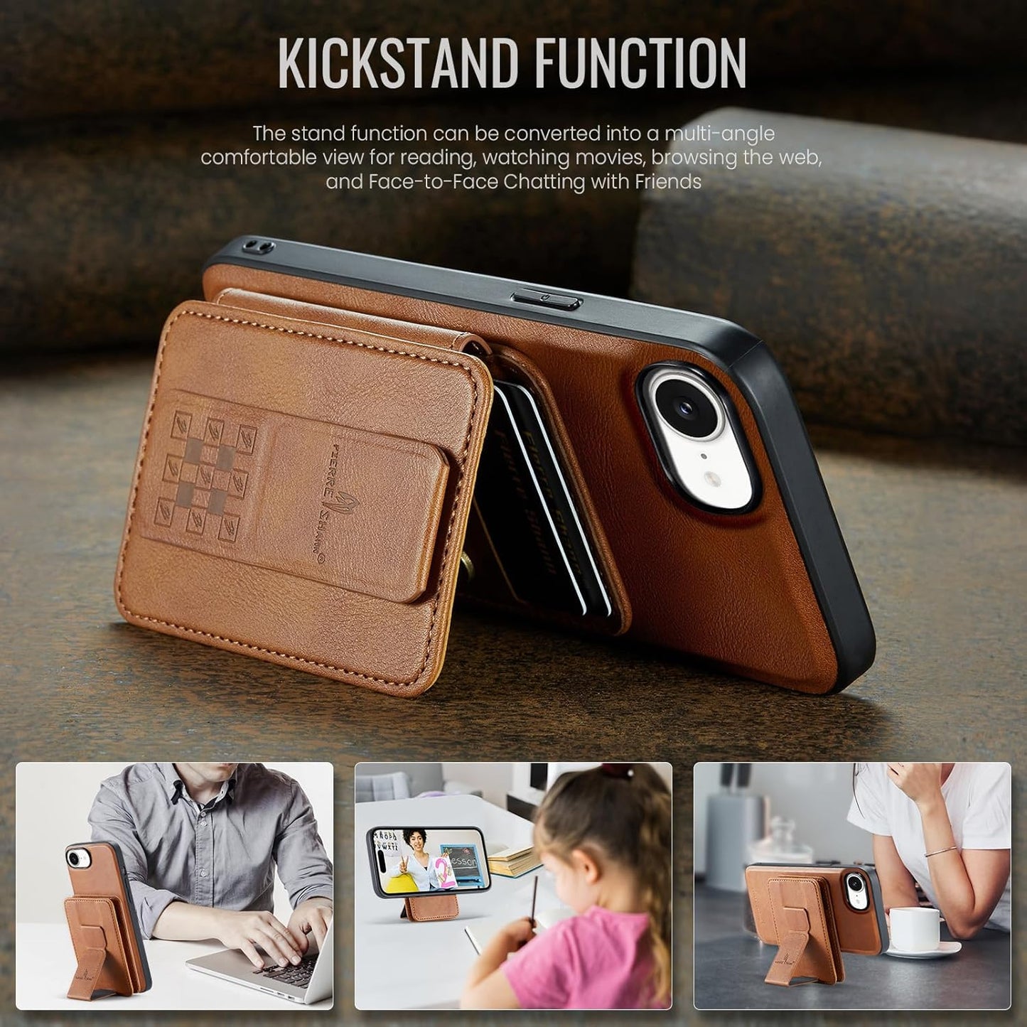 Magnetic Leather Phone Case for iPhone 16E, (RFID) Card Slot Wallet Flip Folding Stand, Wireless Charging Phone Case for iPhone 16E(RFID) Green