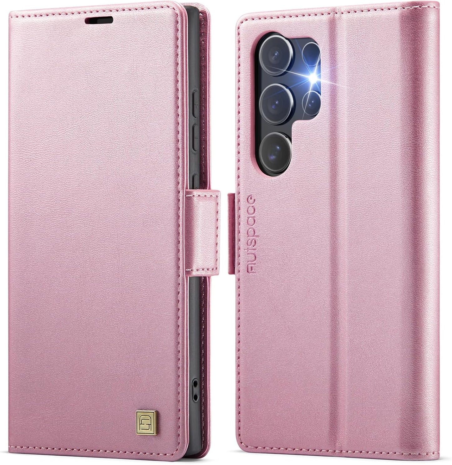 iTape Soft leather wallet case for Samsung Galaxy S24 Ultra, RFID (anti-theft), wallet card slot flip cover stand for Samsung Galaxy S24 Ultra Support wireless charging Brown