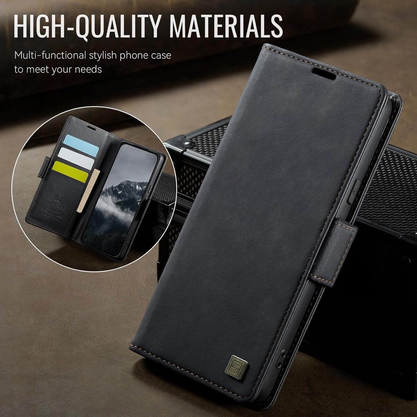 iTape Soft leather wallet case for Google Pixel 8 Pro, RFID (anti-theft), wallet card slot flip cover stand for Google Pixel 8 Pro Support wireless charging Brown