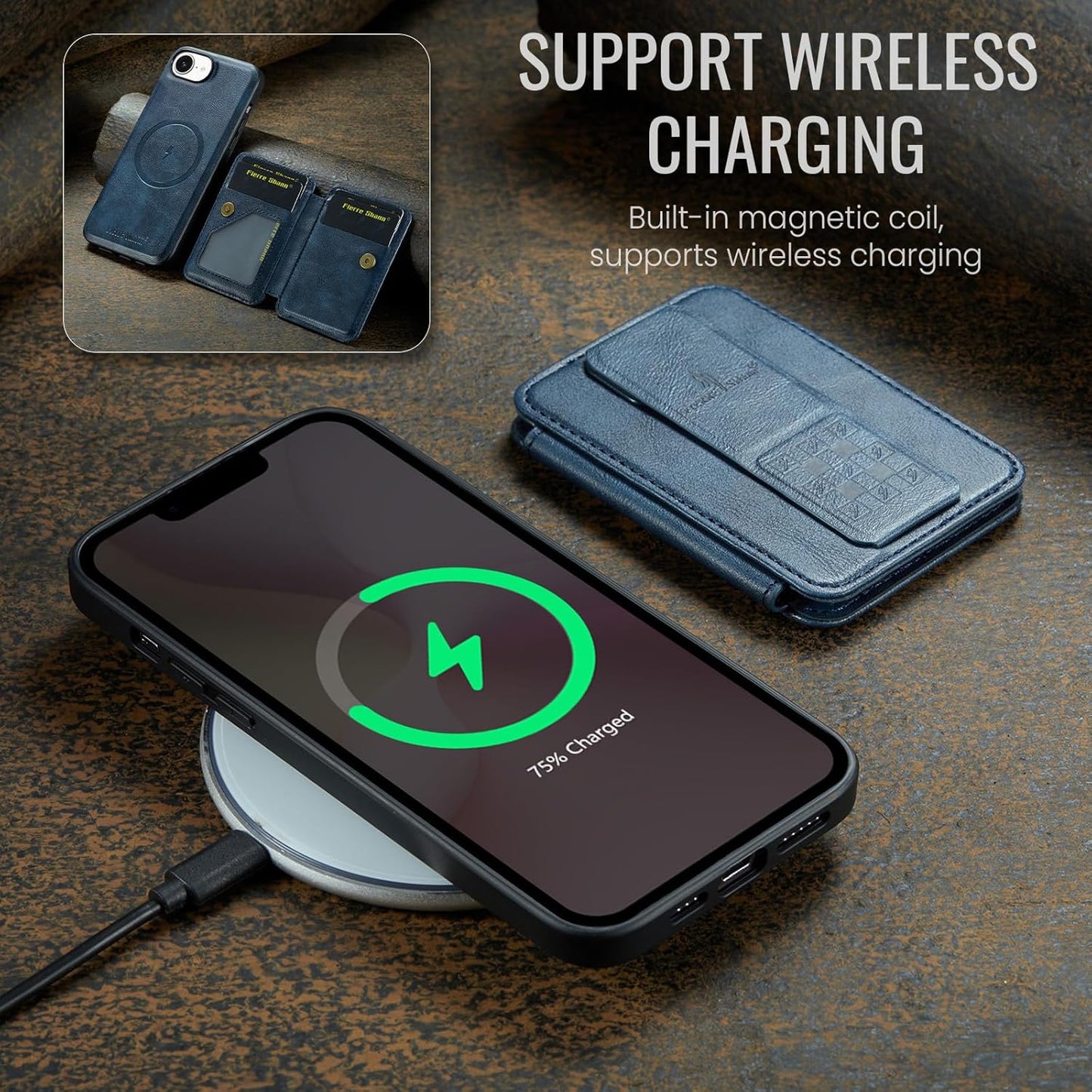 Magnetic Leather Phone Case for iPhone 16E, (RFID) Card Slot Wallet Flip Folding Stand, Wireless Charging Phone Case for iPhone 16E(RFID) Green