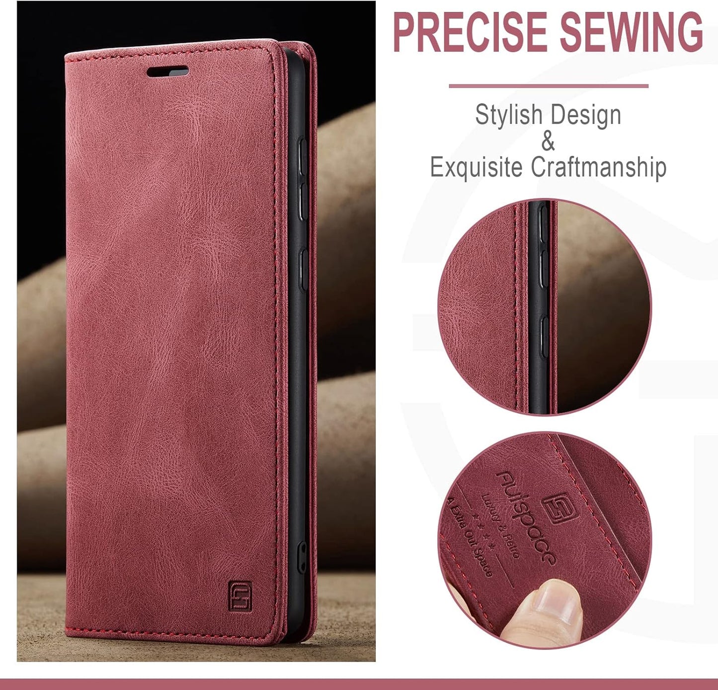 iTape Retro frosted soft leather mobile phone case for Samsung Galaxy S24, RFID (anti-theft swipe), wallet card slot flip cover stand, Green