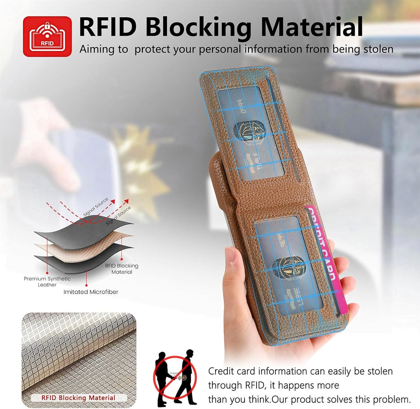 iTape 2 in 1 Wallet Phone Case for OPPO Find X8 Pro, Shockproof Ultra-thin Phone Case, RFID Anti-theft Wallet Brown