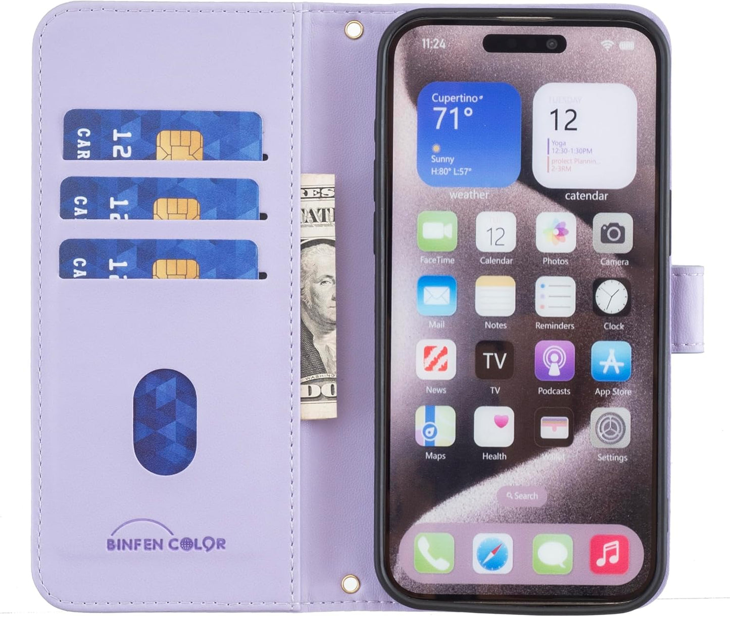Plaid Wallet Phone Case for iPhone 16E, Wallet Phone Case, Flip Stand, Credit Card Slot Wallet With wrist strap Green