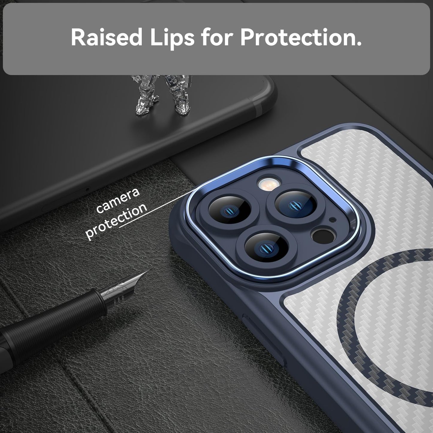 Magnetic carbon fibre case for iPhone 13 Pro, support wireless charging, carbon fibre shockproof slim case Purple