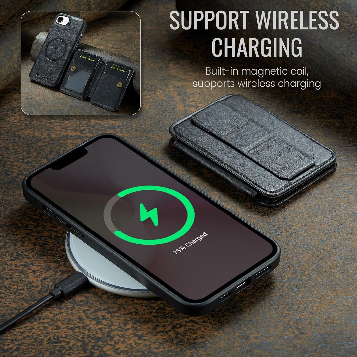 Magnetic Leather Phone Case for iPhone 16E, (RFID) Card Slot Wallet Flip Folding Stand, Wireless Charging Phone Case for iPhone 16E(RFID) Green