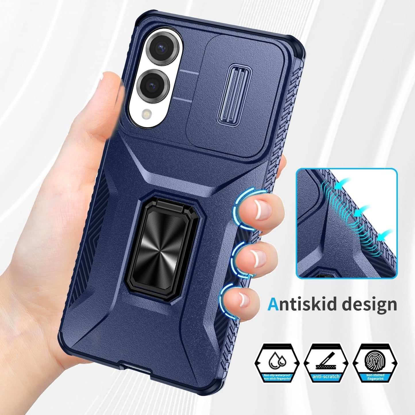 Magnetic car mount 2 in 1 phone case for Samsung Galaxy S25 Edge, double layer shockproof and drop-proof protective case. 360° rotating bracket finger ring buckle push window lens protection