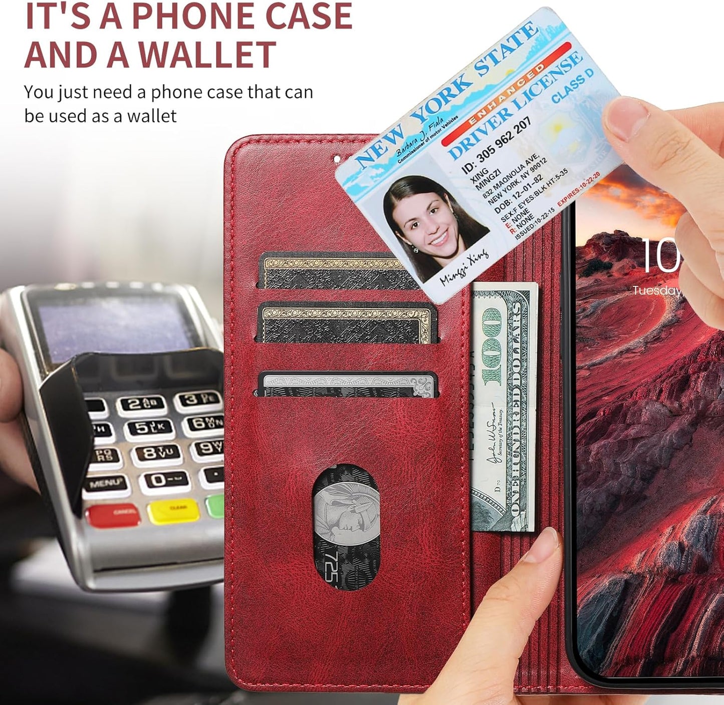 Wallet case for iPhone 13 Pro max, magnetic closure leather case, leather flip folio case holds up shockproof phone case Blue