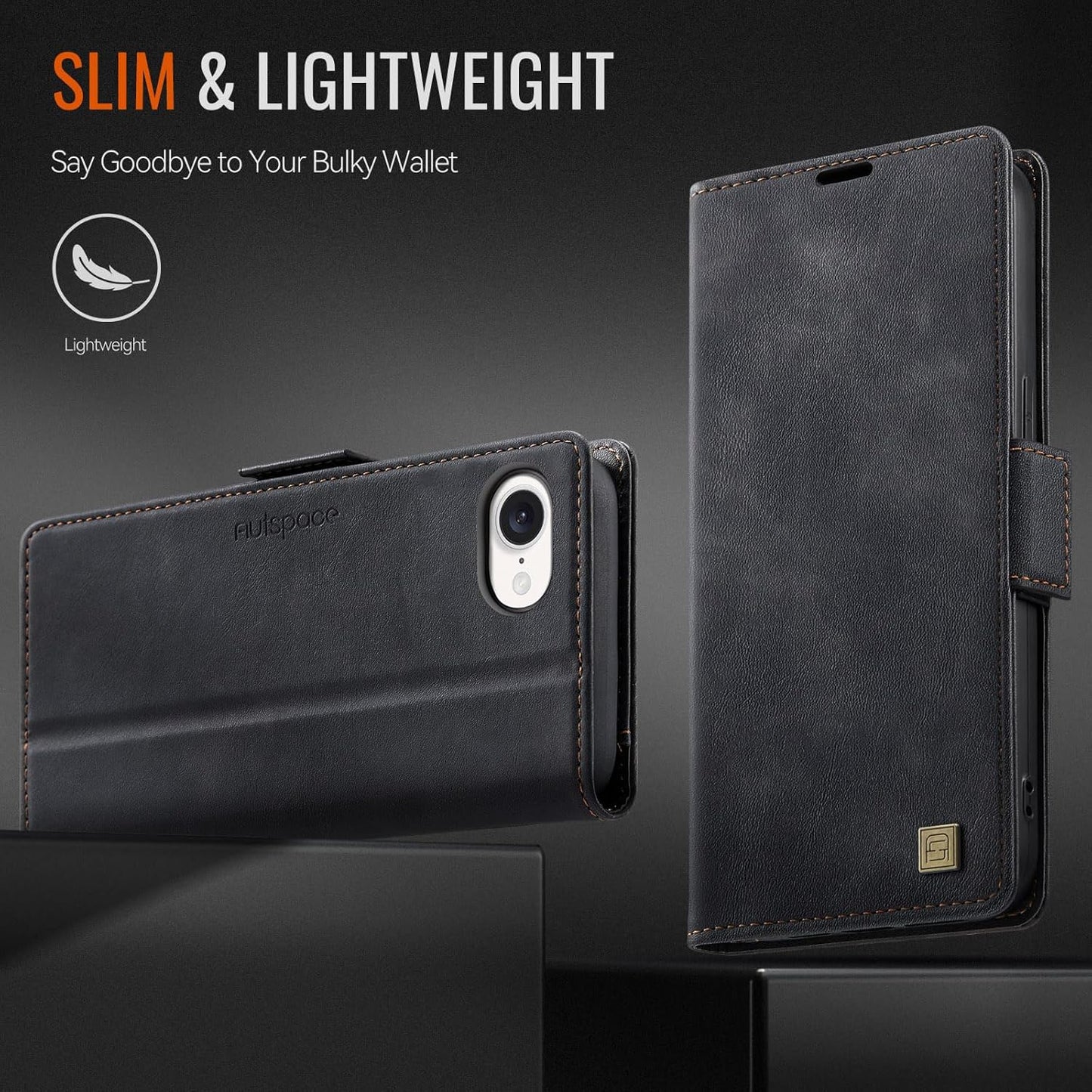 Soft leather wallet case for iPhone 16E, RFID (anti-theft), wallet card slot flip cover stand for iPhone 16E Support wireless charging Gray