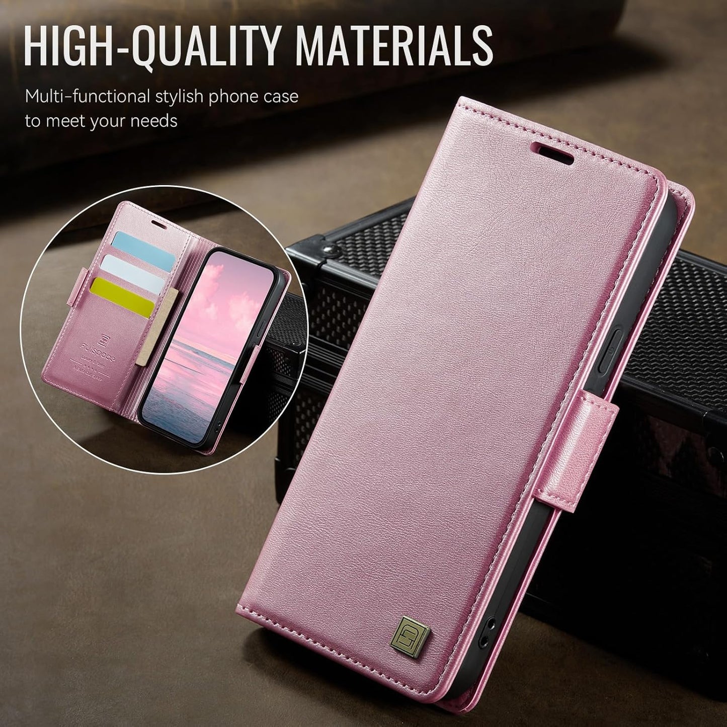 iTape Soft leather wallet case for Google Pixel 9Pro, RFID (anti-theft), wallet card slot flip cover stand for Google Pixel 9Pro Support wireless charging Brown