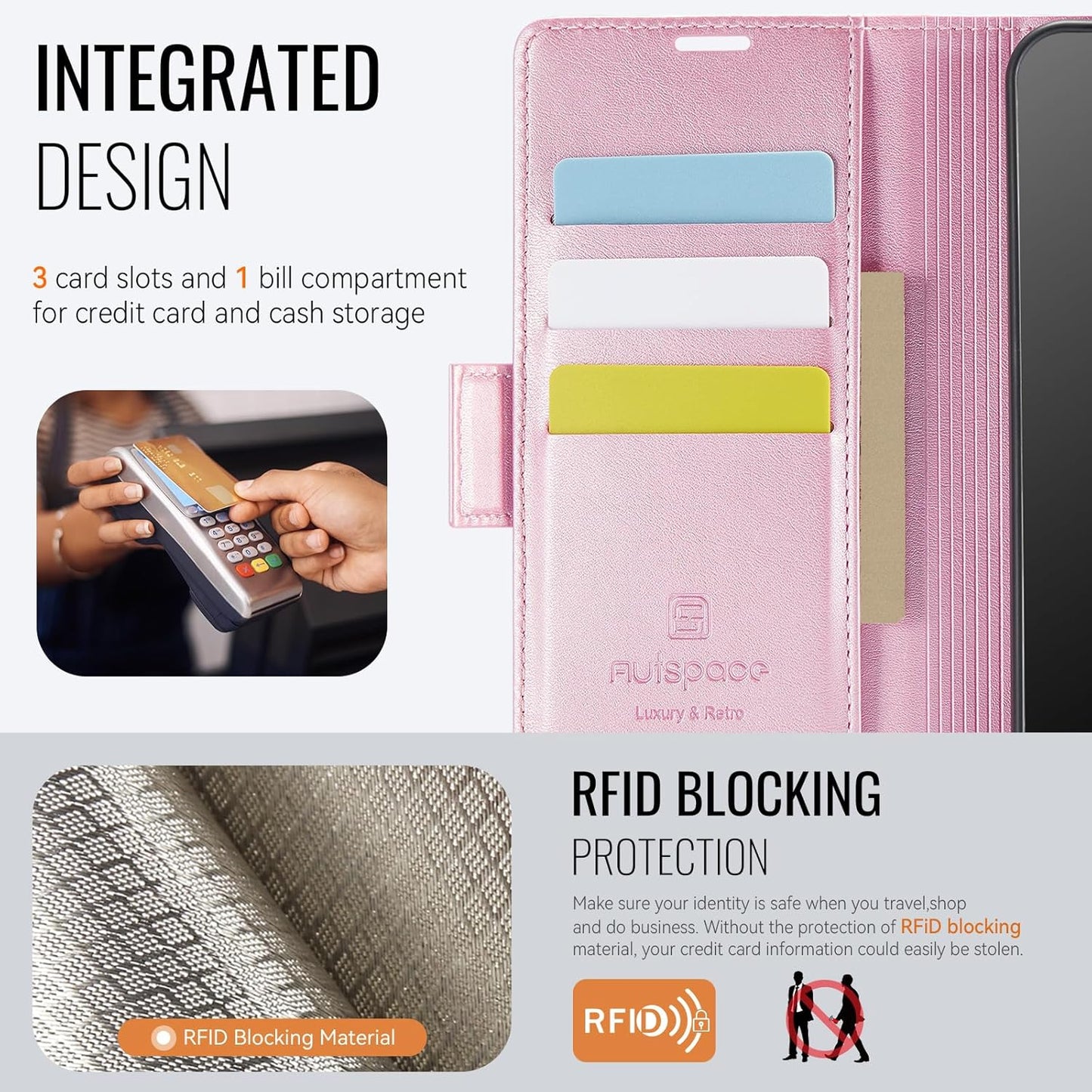 iTape Soft leather wallet case for Samsung Galaxy A35, RFID (anti-theft), wallet card slot flip cover stand for Samsung Galaxy A35 Support wireless charging Black