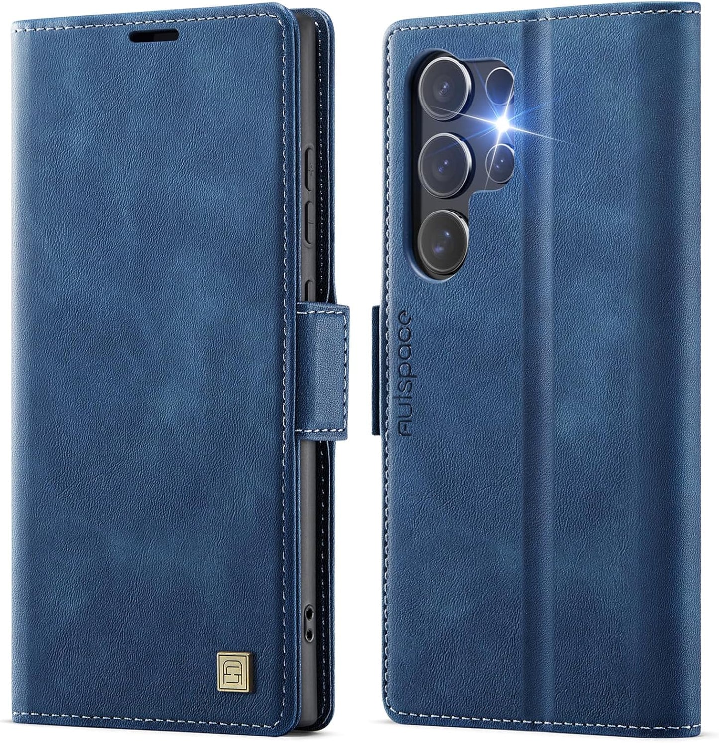 iTape Soft leather wallet case for Samsung Galaxy S25 Ultra, RFID (anti-theft), wallet card slot flip cover stand for Samsung Galaxy S25 Ultra Support wireless charging Black