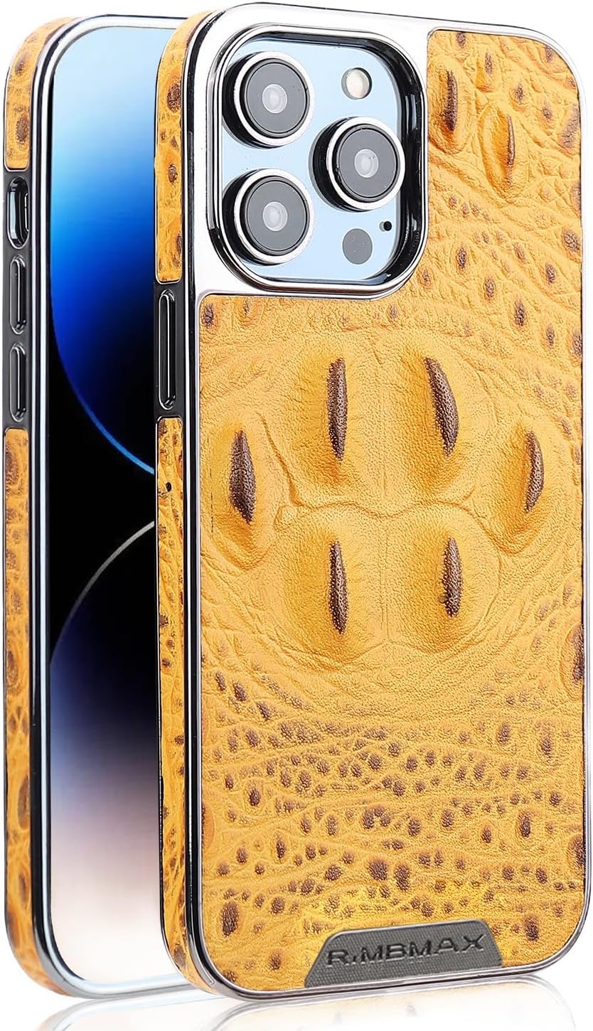 Crocodile pattern phone case for iPhone 15 Pro max, shockproof and drop-proof phone case, genuine leather crocodile pattern phone protective case Black