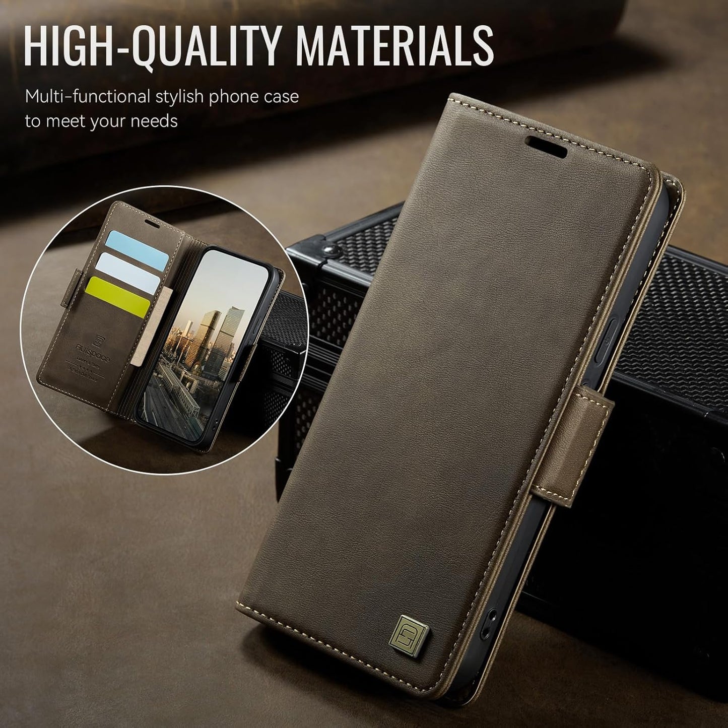 iTape Soft leather wallet case for Google Pixel 9Pro, RFID (anti-theft), wallet card slot flip cover stand for Google Pixel 9Pro Support wireless charging Brown