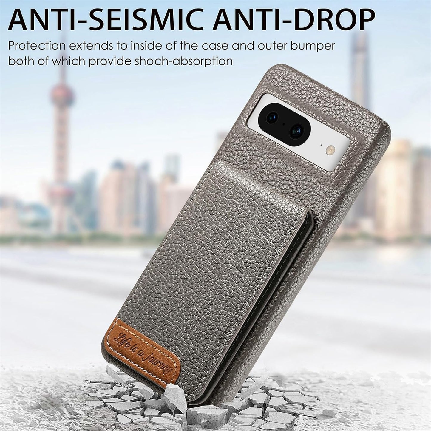 iTape 2 in 1 Wallet Phone Case for Google Pixel 8, Shockproof Ultra-thin Phone Case, RFID Anti-theft Wallet Blue