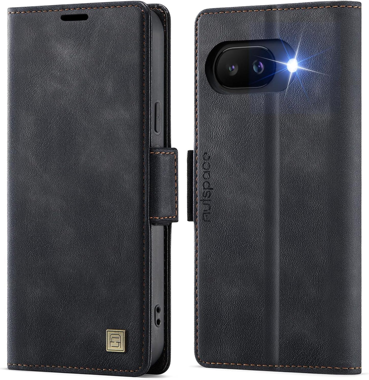 iTape Soft leather wallet case for Google Pixel 9a, RFID (anti-theft), wallet card slot flip cover stand for Google Pixel 9a Support wireless charging Brown