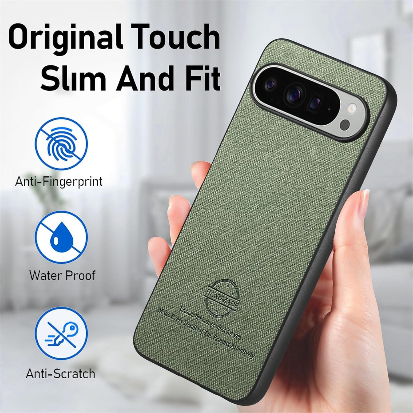 iTape Twill Phone Case for Google Pixel 9 Pro XL, Shockproof Ultra-thin Phone Case, Supports Wireless Charging Green