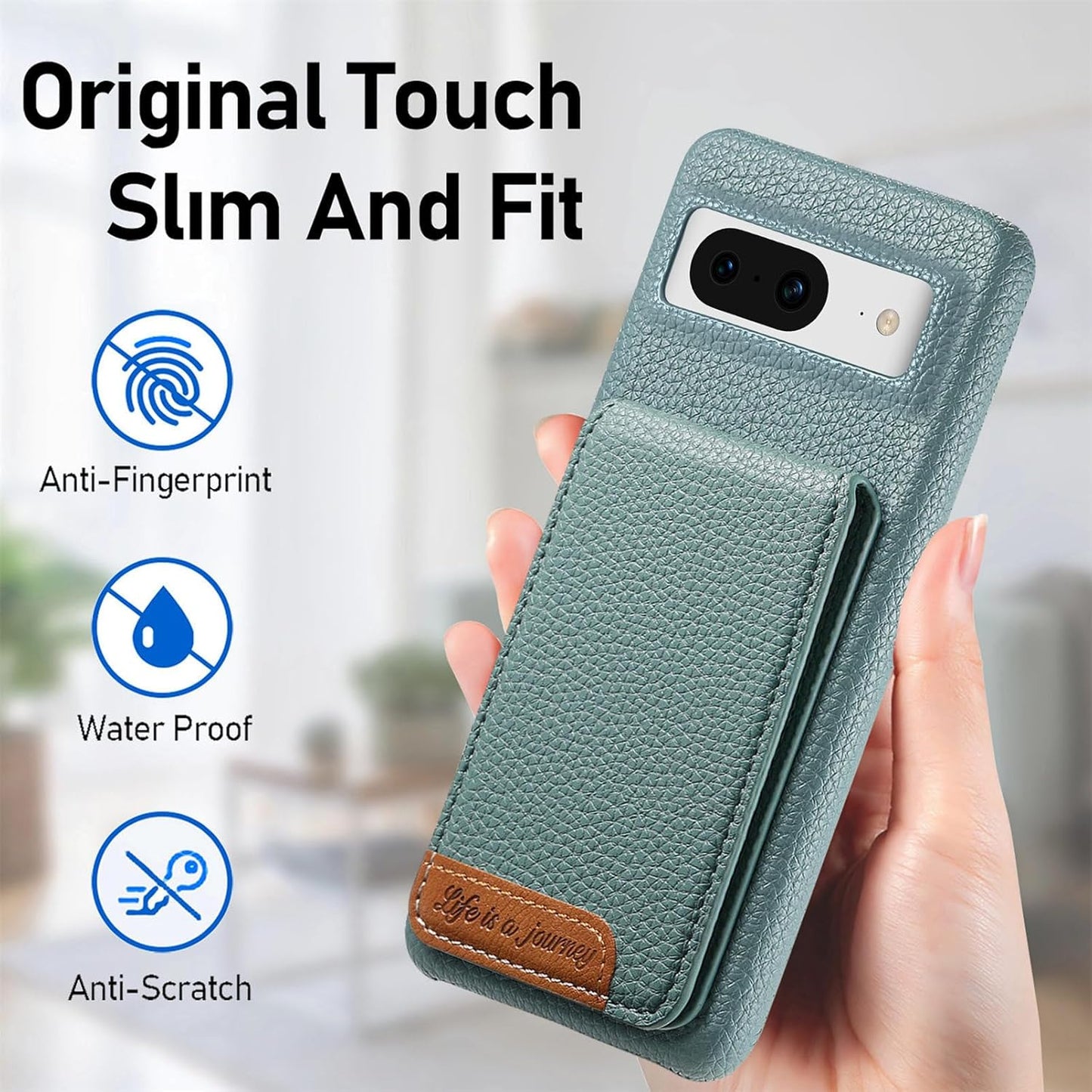 iTape 2 in 1 Wallet Phone Case for Google Pixel 8, Shockproof Ultra-thin Phone Case, RFID Anti-theft Wallet Blue