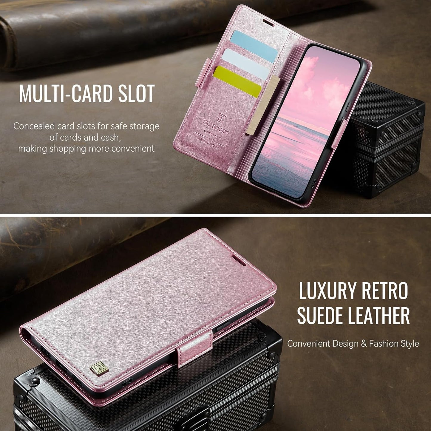 iTape Soft leather wallet case for Google Pixel 8 Pro, RFID (anti-theft), wallet card slot flip cover stand for Google Pixel 8 Pro Support wireless charging Brown