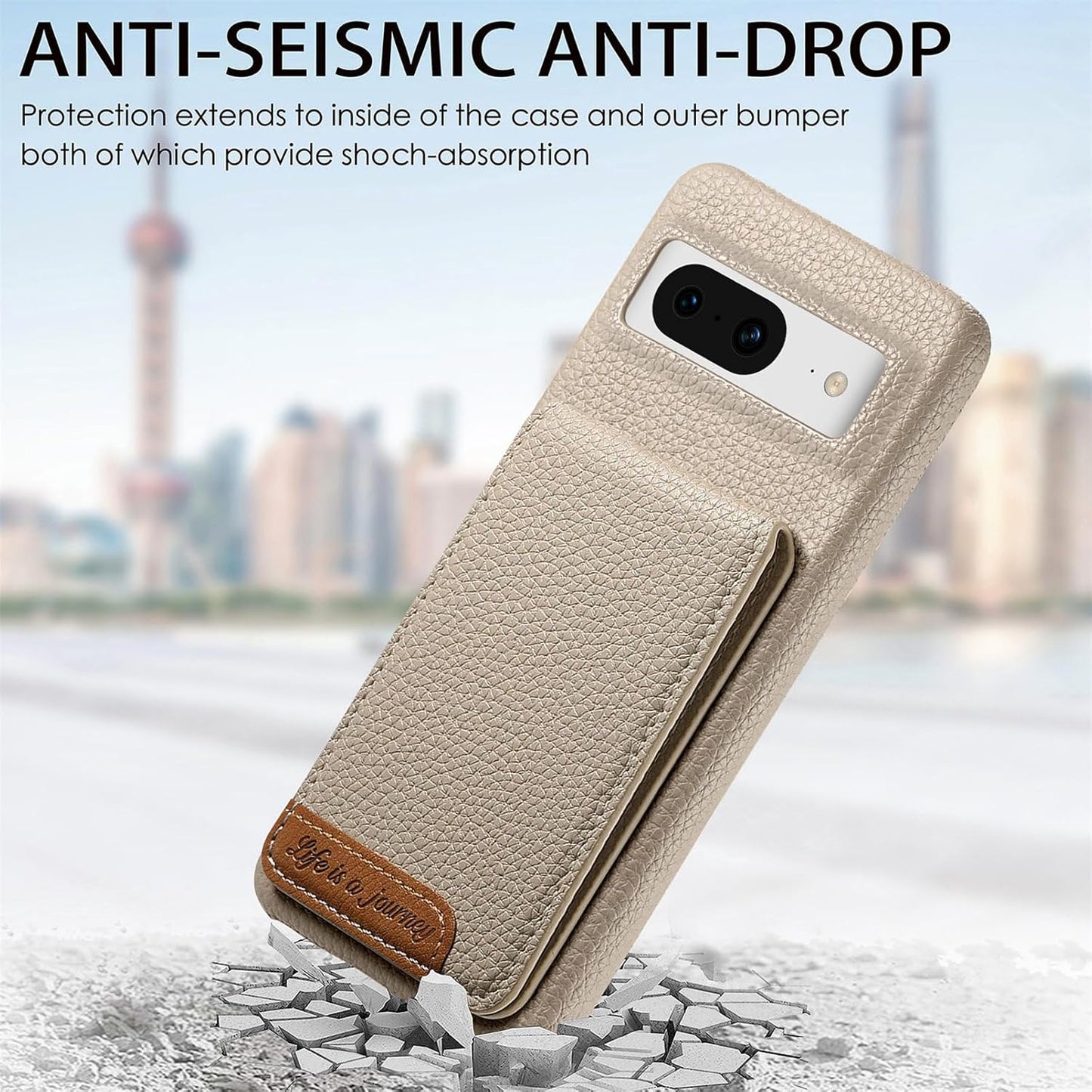 iTape 2 in 1 Wallet Phone Case for Google Pixel 8, Shockproof Ultra-thin Phone Case, RFID Anti-theft Wallet Blue