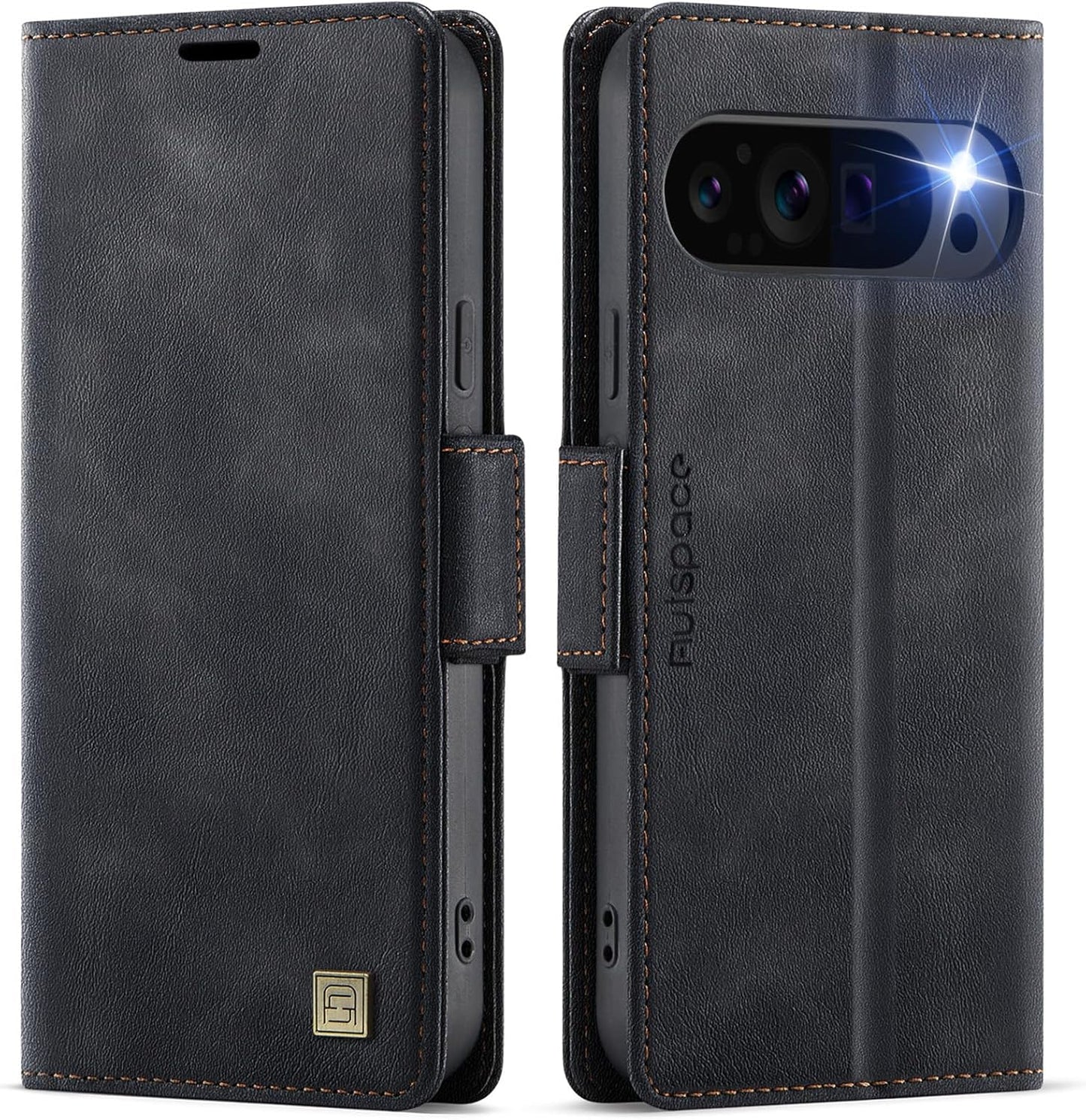 iTape Soft leather wallet case for Google Pixel 9Pro, RFID (anti-theft), wallet card slot flip cover stand for Google Pixel 9Pro Support wireless charging Brown