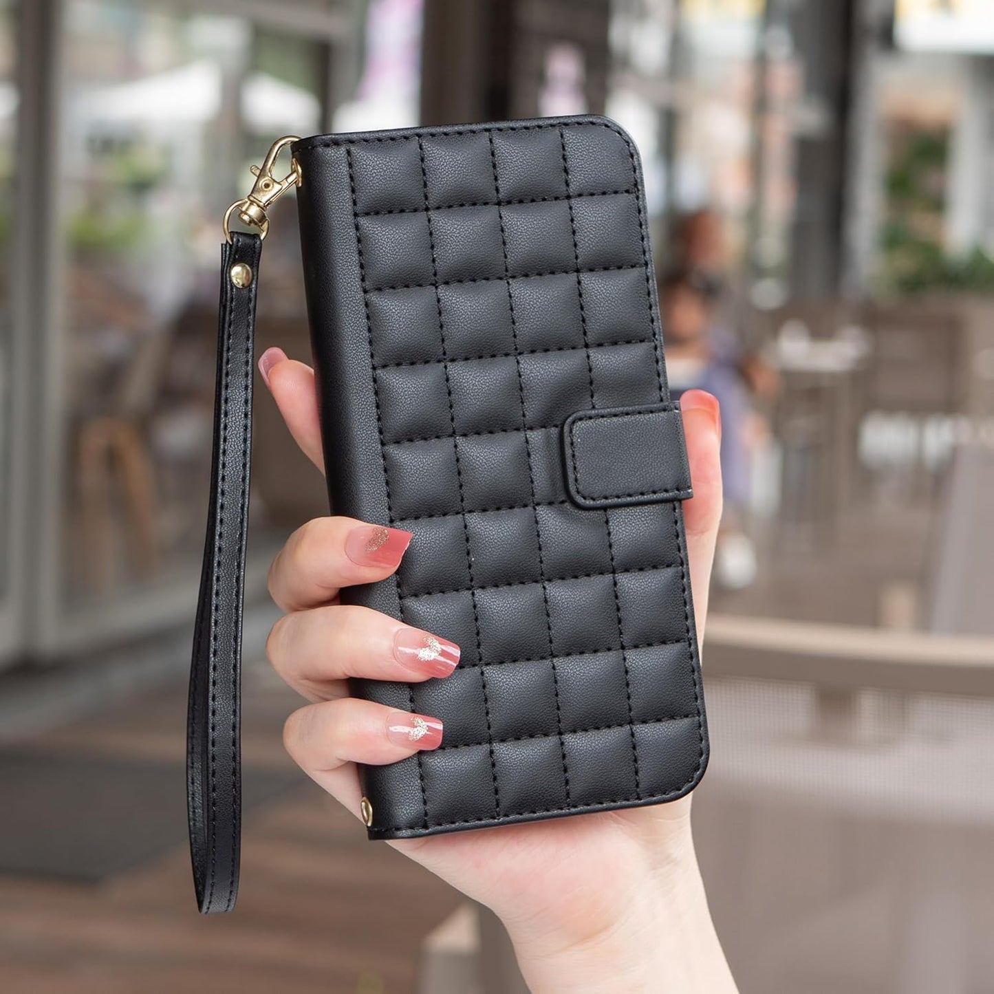 Plaid Wallet Phone Case for iPhone 16E, Wallet Phone Case, Flip Stand, Credit Card Slot Wallet With wrist strap Green