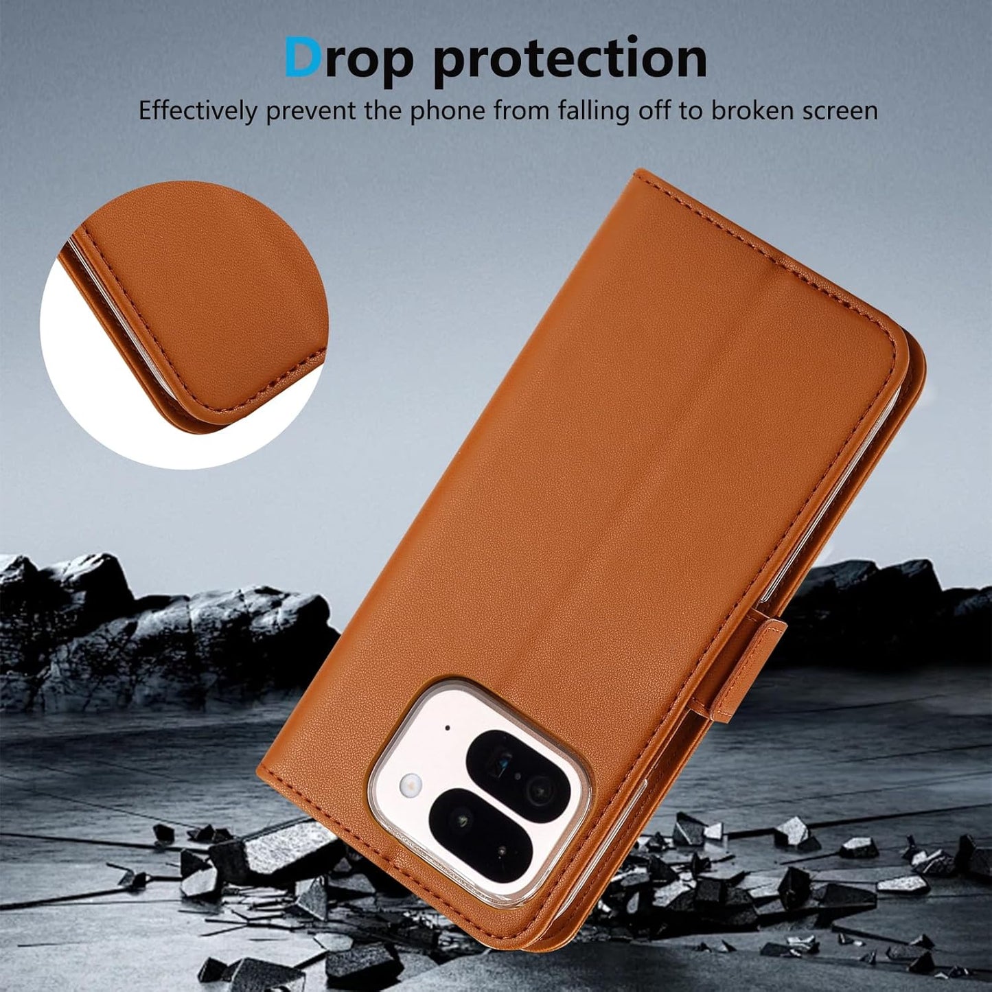 iTape Folding Magnetic Leather Case for Google Pixel 9 Pro Fold, RFID Anti-theft Wallet Phone Case, Multi-Card Slot Magnetic Flip Cover Holder Pink