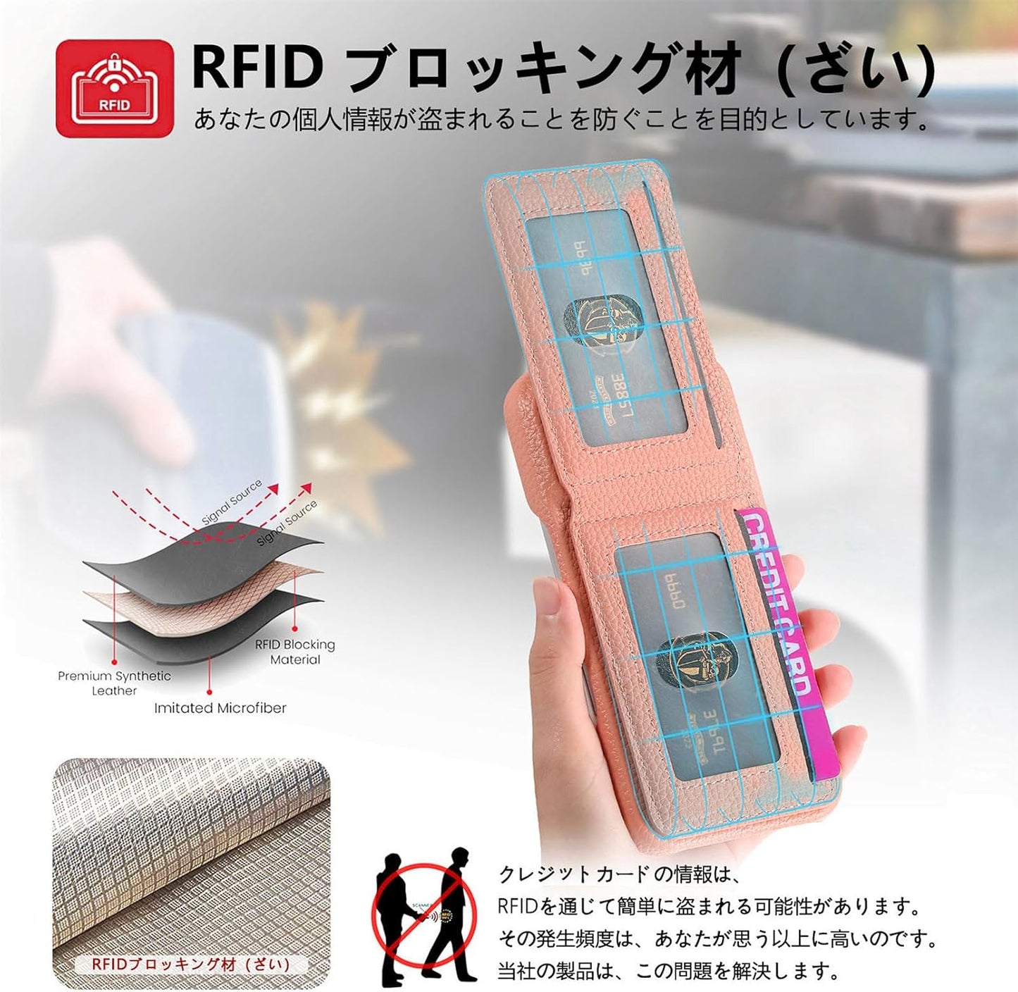 iTape 2 in 1 Wallet Phone Case for Fujitsu arrows We2, Shockproof Ultra-thin Phone Case, RFID Anti-theft Wallet Pink
