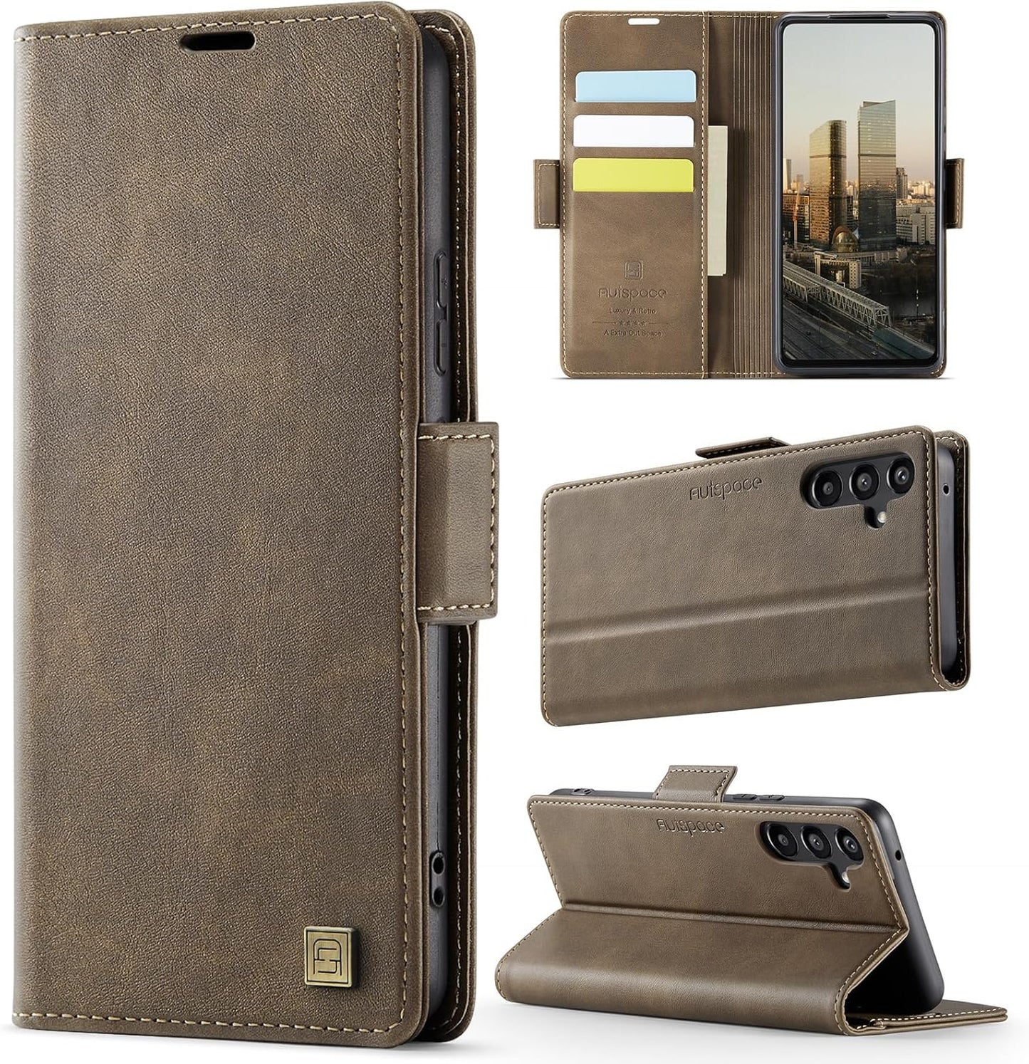 iTape Soft leather wallet case for Samsung Galaxy A54, RFID (anti-theft), wallet card slot flip cover stand for Samsung Galaxy A54 Support wireless charging Rose Gold