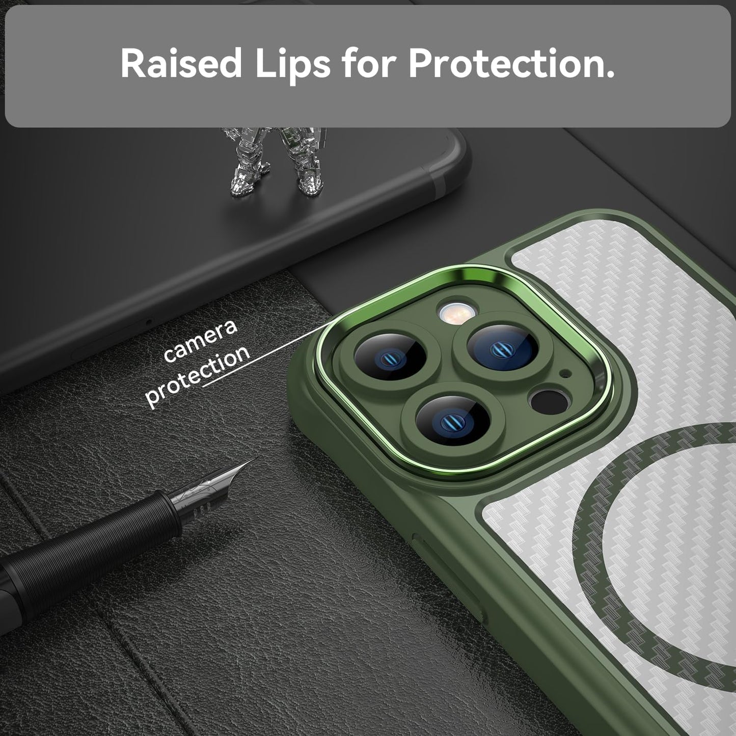 Magnetic carbon fibre case for iPhone 13 Pro, support wireless charging, carbon fibre shockproof slim case Purple